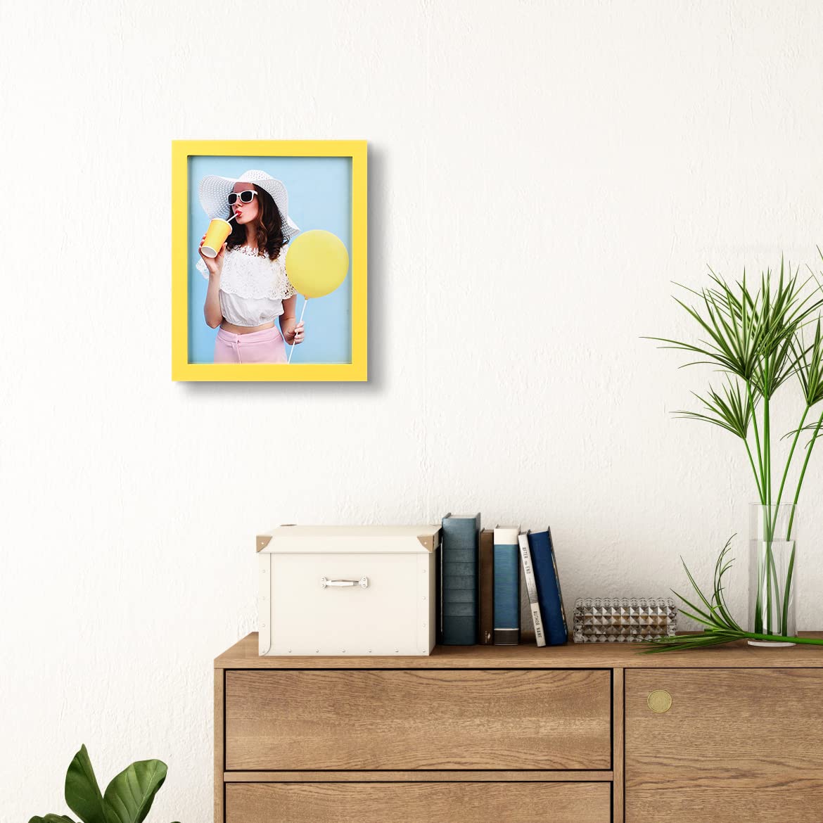 wyooxoo 8x10 Picture Frames Set of 4 Yellow Made of Solid Wood Photo Frames Colorful Frame with HD Plexiglass, Wall or Tabletop