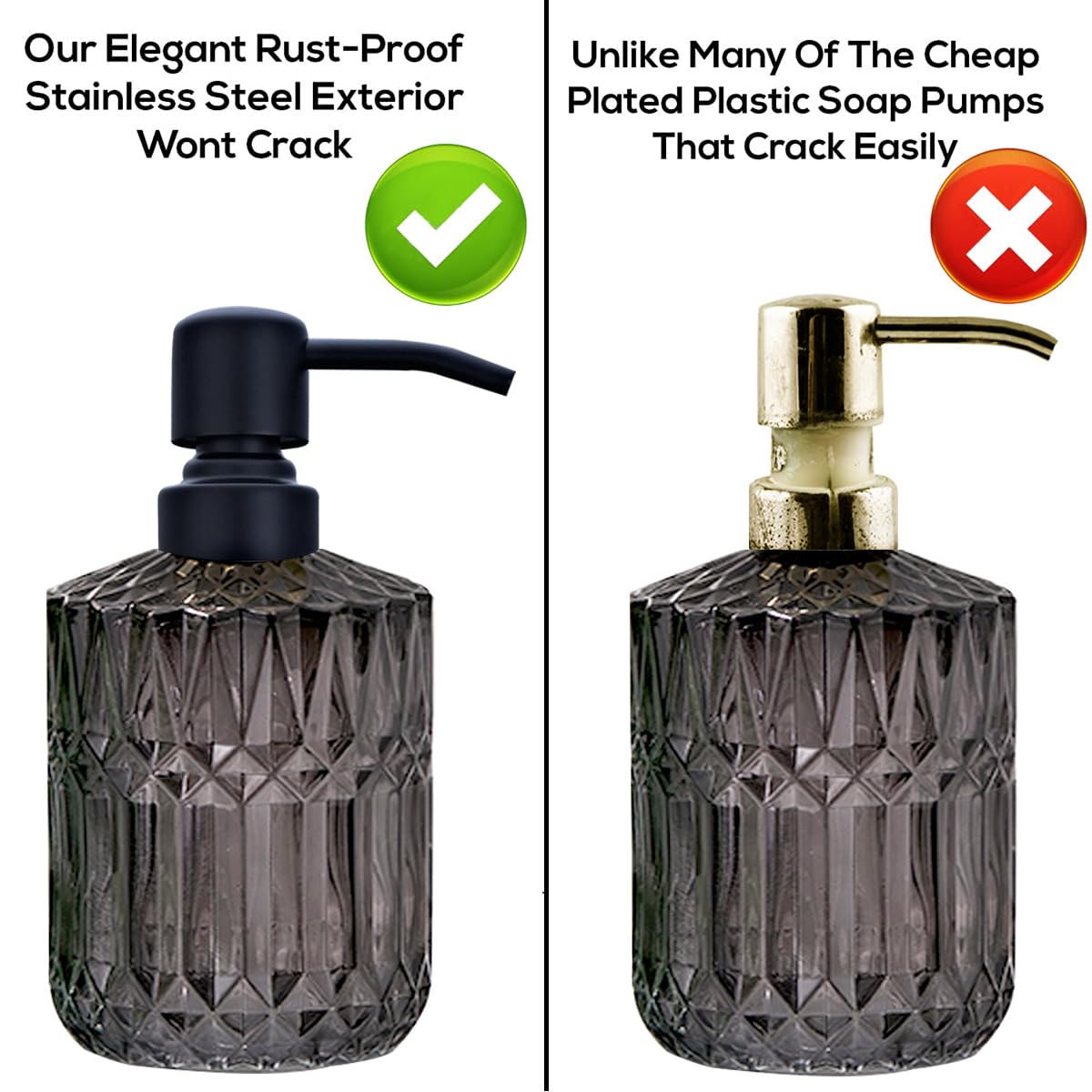 Aunrgo Black Soap Dispenser Pump Replacement - Matte 304 Stainless Steel Hand Soap And Lotion Dispenser Pumps Replacement For Re