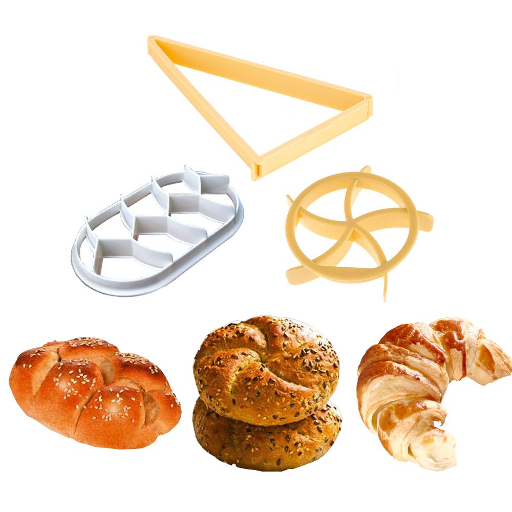 Kaiser Bread Roll, kaiser roll stamp,German Style Bread Roll, Croissant Cutter, 3PCS Dough Press Mold Set, Bread Press Stamp for
