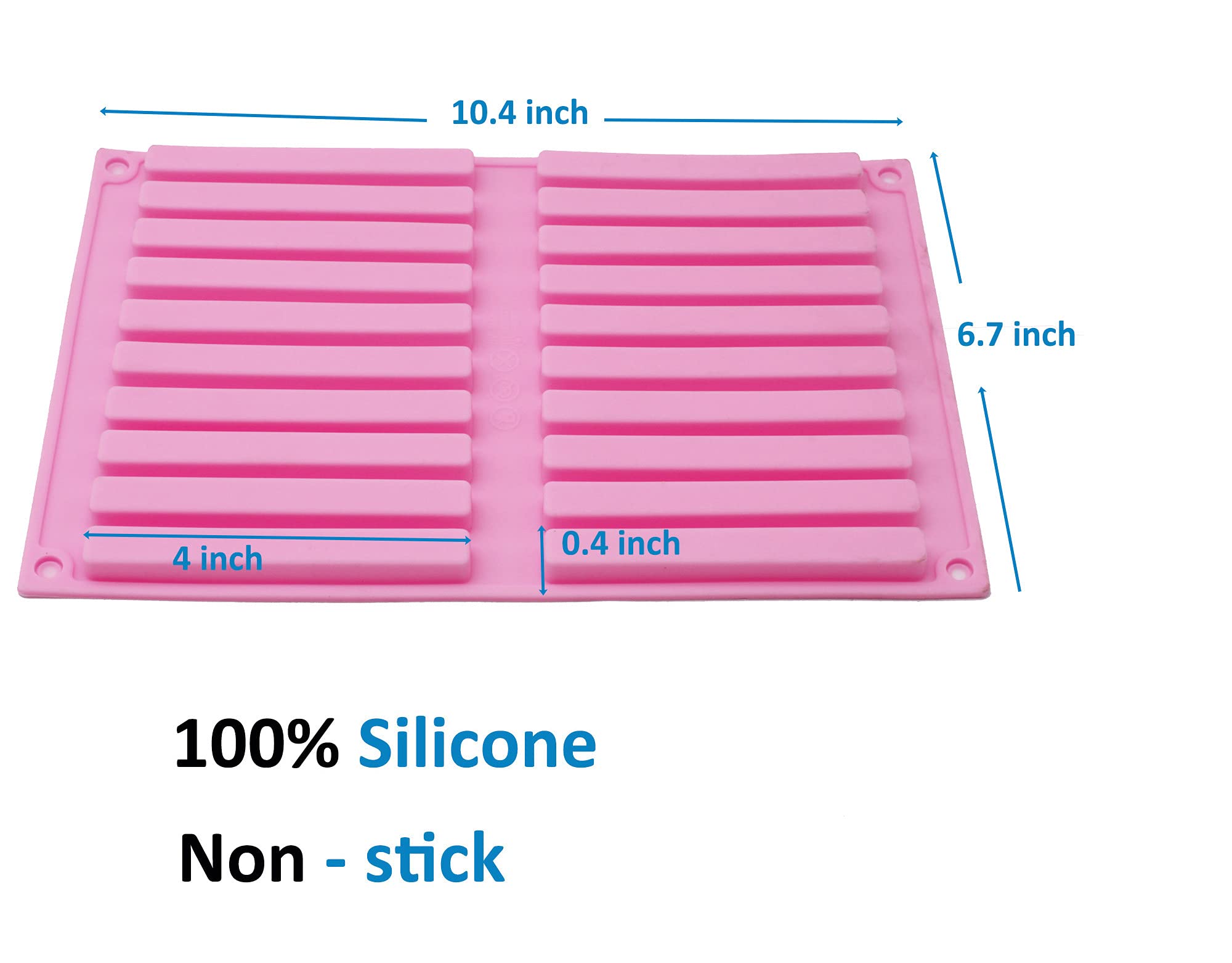 X-Haibei 20 Bars 10Cm Length Strips Biscuit Chocolate Sticks Cookies Baking Jelly Silicone Mold