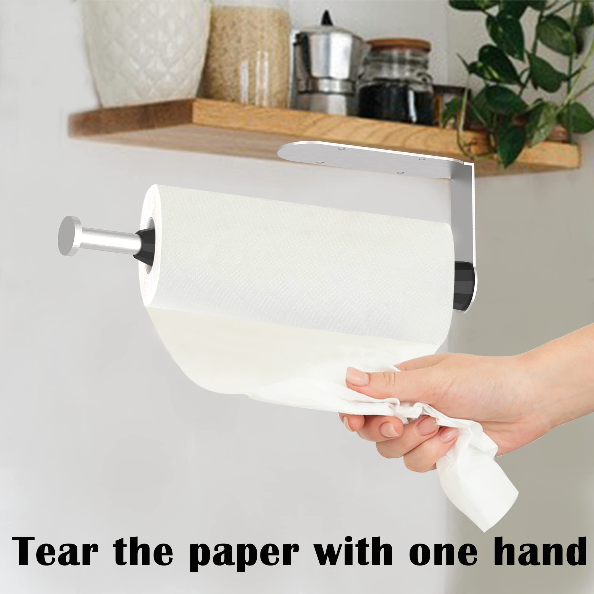 Paper Towel Holder Under Cabinet Brushed Nickel Wall Mount Paper Towel Holder With Damping Single Hand Operable, Under Counter P