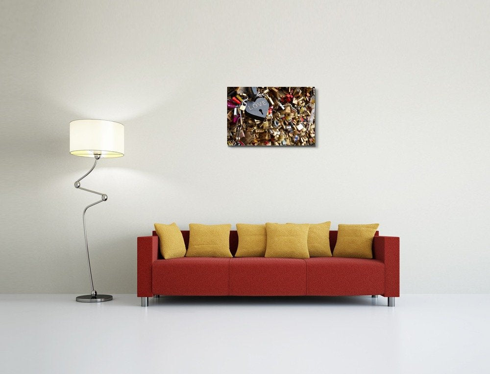 Canvas Prints Wall Art - Love Locks On The Bridge Of Arts (The Bridge Of Kisses) In Paris | Modern Wall Decor/Home Decoration St