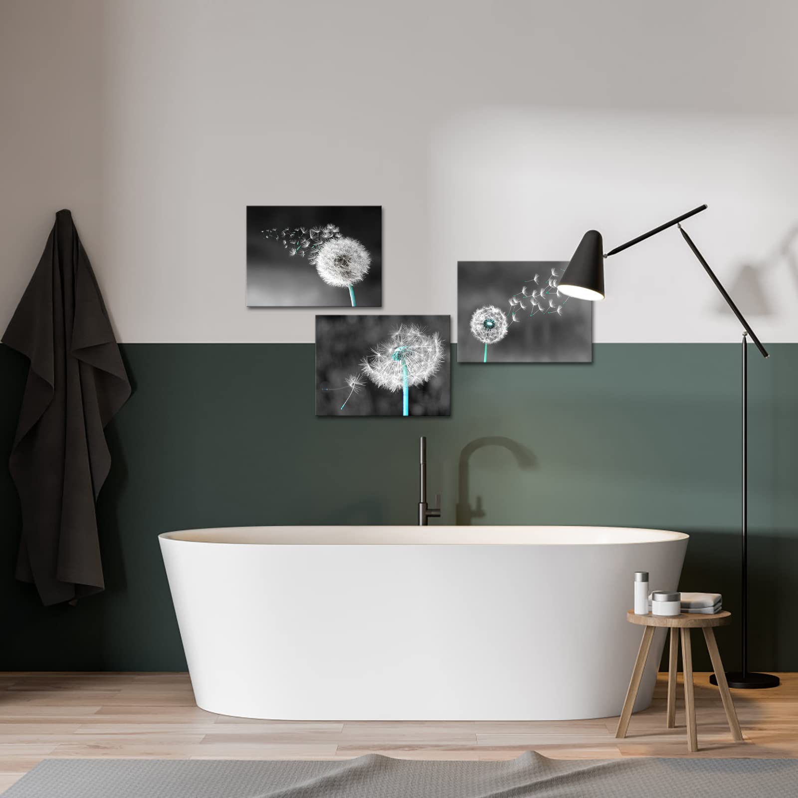 Apicoture Dandelion Flower Wall Art - Black And White Dandelion Canvas Print Arts For Modern Home Farmhouse Living Room Wall Dec