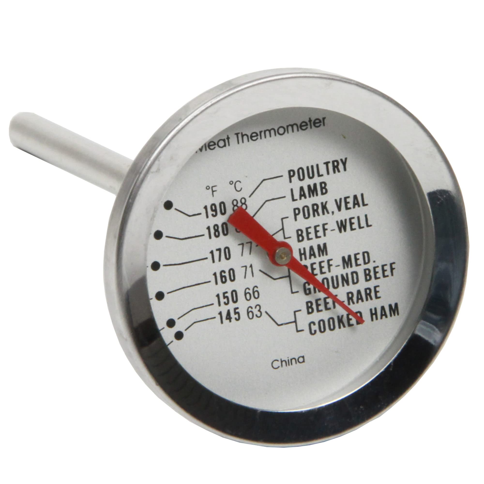 Chef Craft Select Meat Thermometer, 5 Inches In Length, Stainless Steel