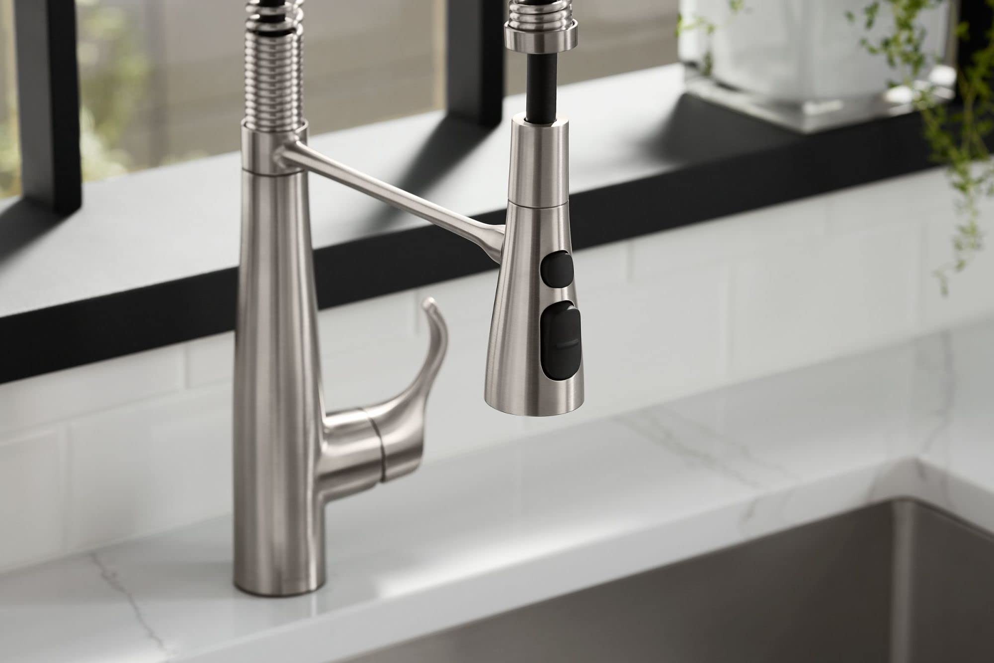 Kohler 22033-Vs Simplice Semi Professional Kitchen Sink Faucet, Pre-Rinse Kitchen & Commercial Faucet, Vibrant Stainless, 9 X