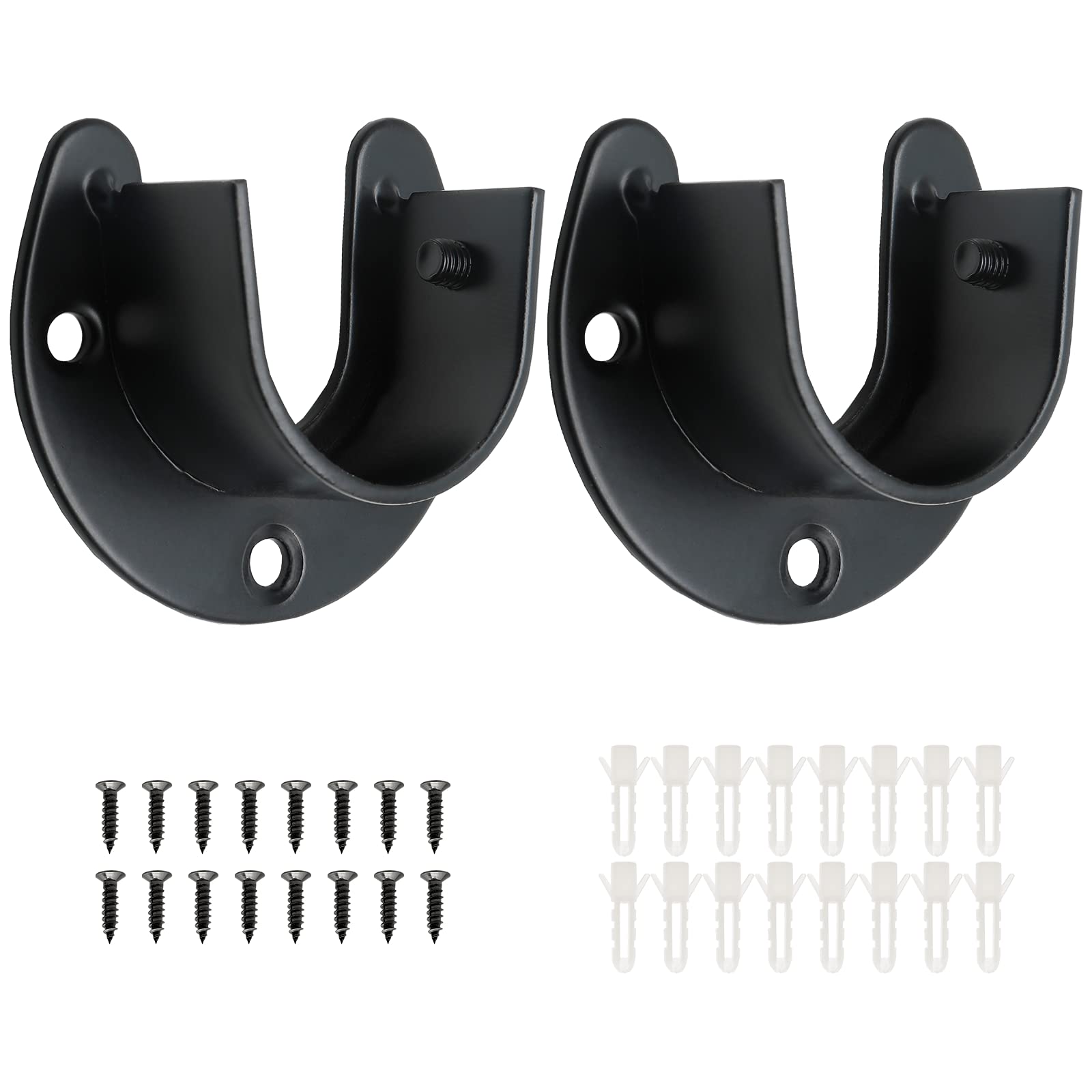 Suiwotin 2 Packs Stainless Steel Closet Rod End Supports 1-1/3 Inch Wardrobe Bracket Heavy Duty Closet Pole Sockets Flange Rod H