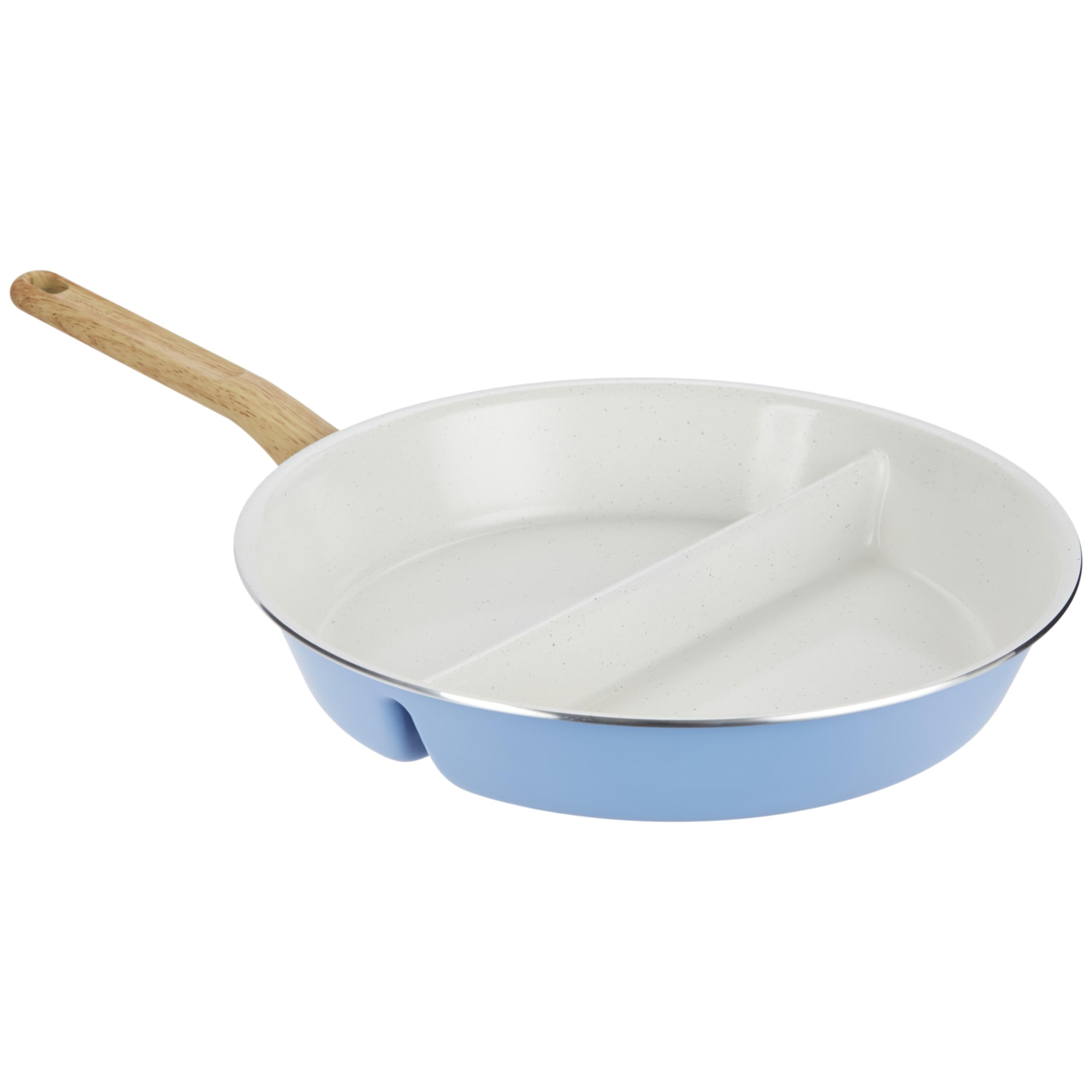 Goodcook Healthy Ceramic Titanium-Infused 12 Divided Skillet, Light Blue - Ceramic Cookware, Nonstick Cooking Pan, Divided Fryin
