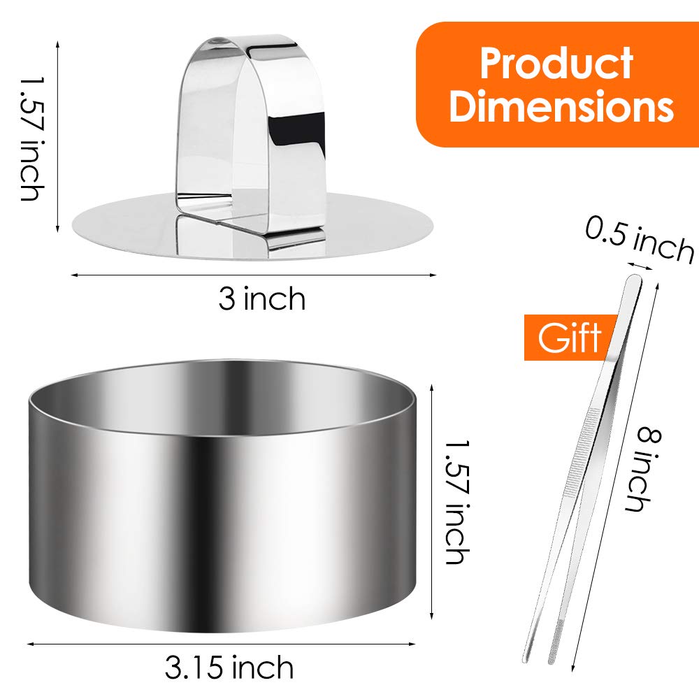 Gutsdoor 4 Pack Food Presentation Rings Stainless Steel Cake Rings Mold Small Baking Round Cooking Rings For Pastry, Cake, Mouss