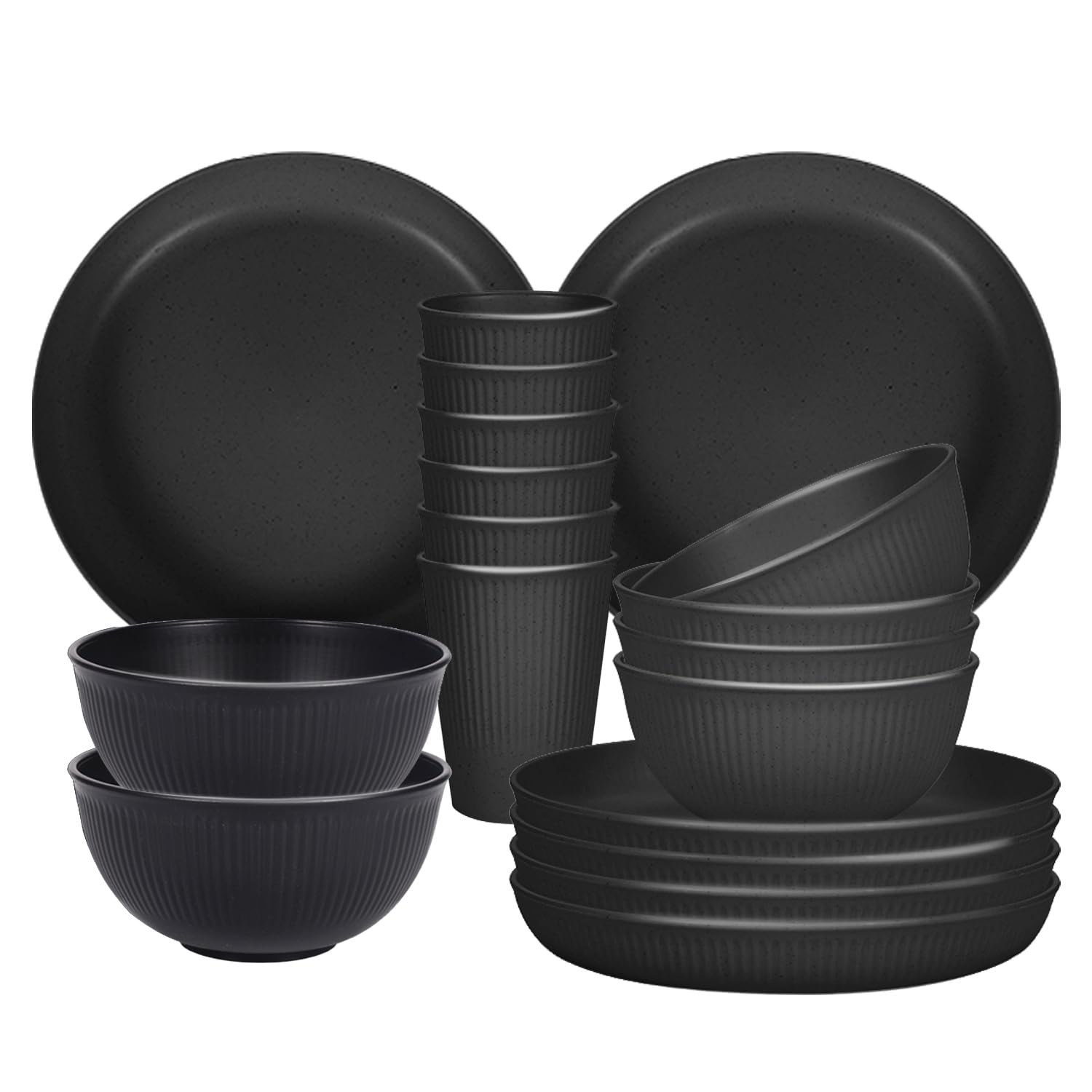 Sagiterra Plates and Bowls Sets, 18 piece Lightweight Unbreakable Dinnerware Set for 6,Camping Plates for Picnic ,Dish Sets with