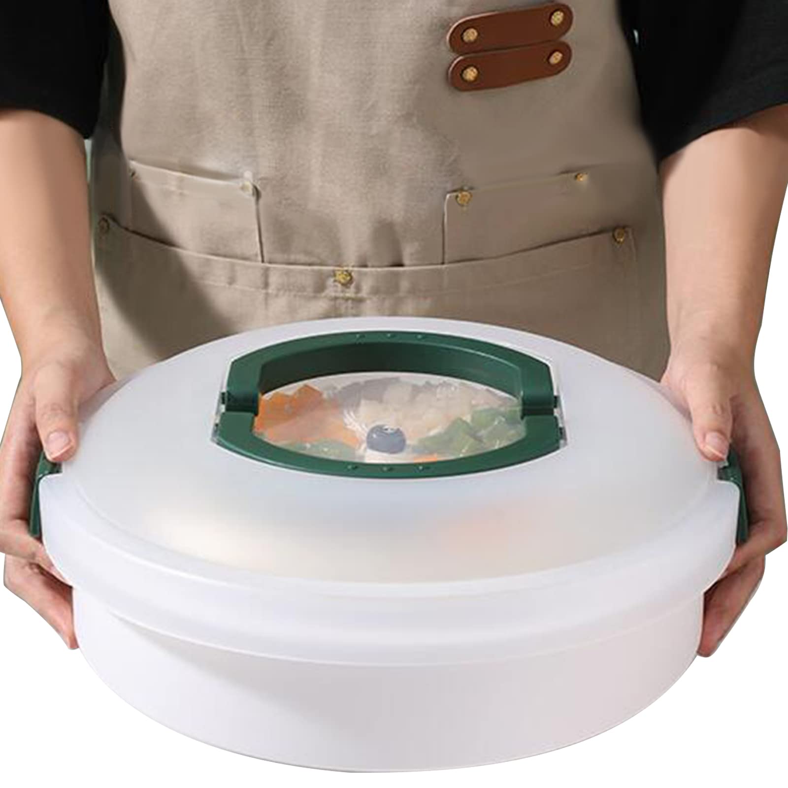 Pujito 10 Inch Portable Pie Carrier With Lid And Tray 3-In-1 Round Cupcake Container Egg Holder Muffin Tart Cookie Keeper Food F