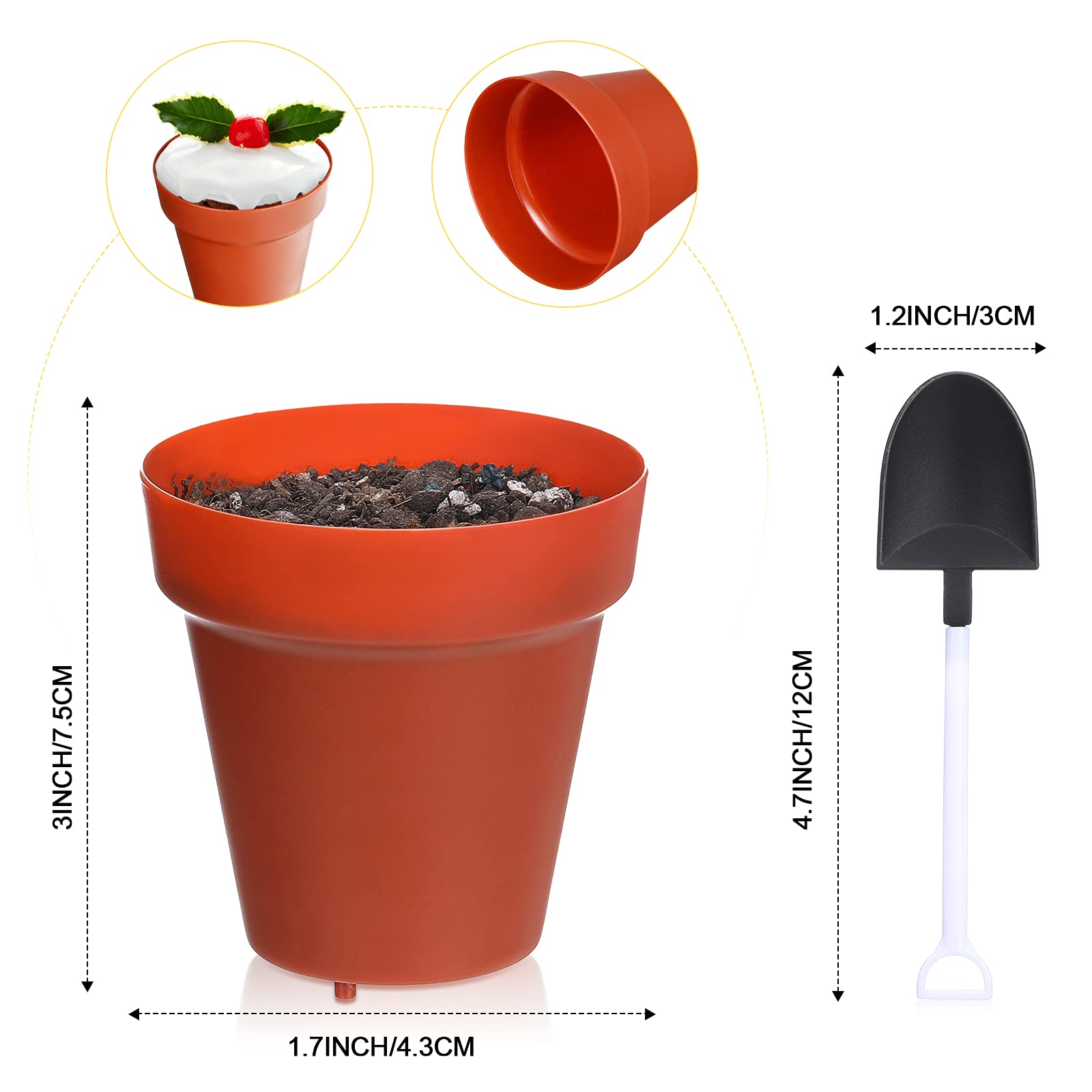 Patelai 50 Set Plastic Dessert Cups With Shovel Spoons, Flowerpot Cake Desserts Cups For Construction Birthday Party Supplies, I