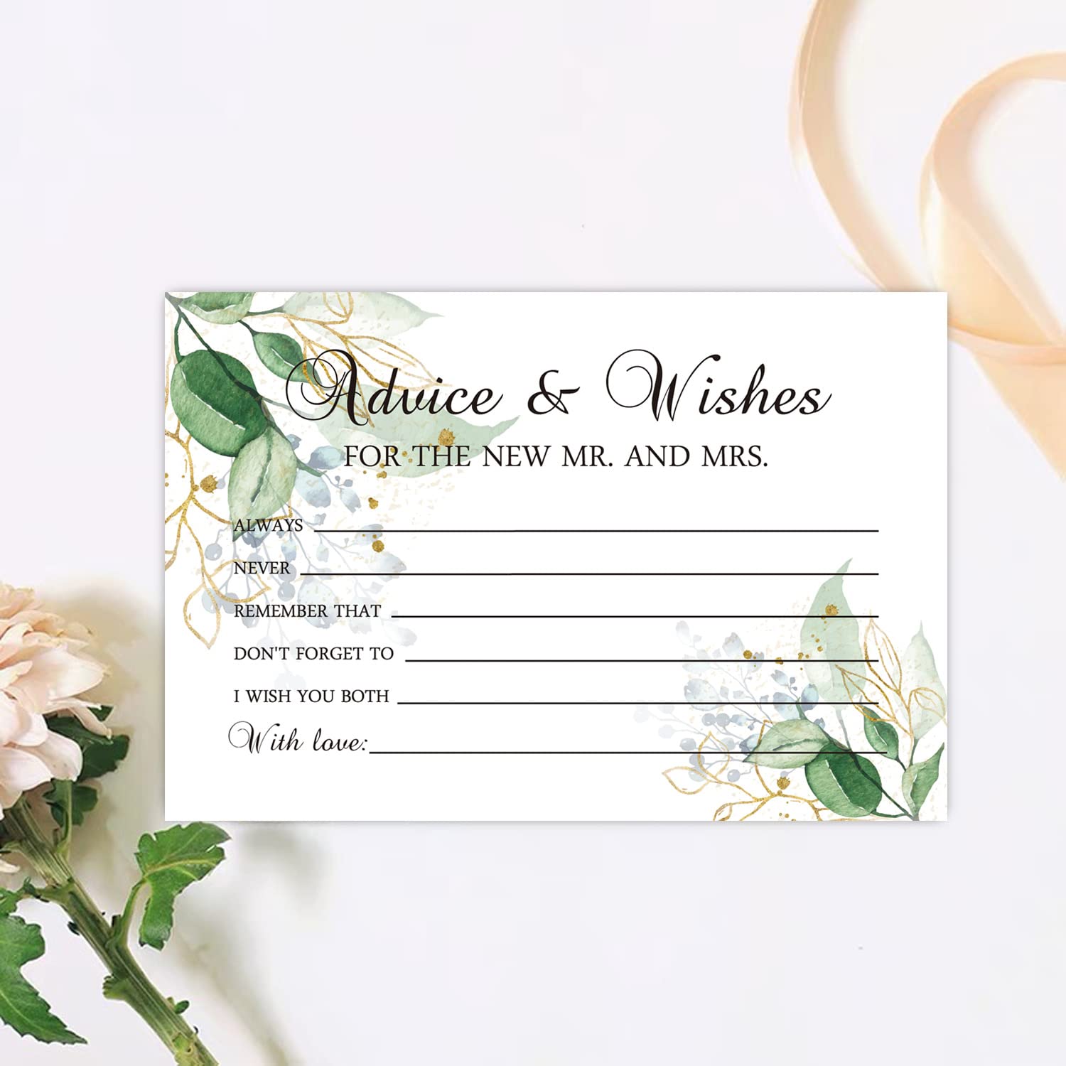 Farhtinanfx 50 Advice And Wishes For The New Mr And Mrs, Bride And Groom Weddings, Bridal Showers, Marriage Advice Cards(4'' X 6