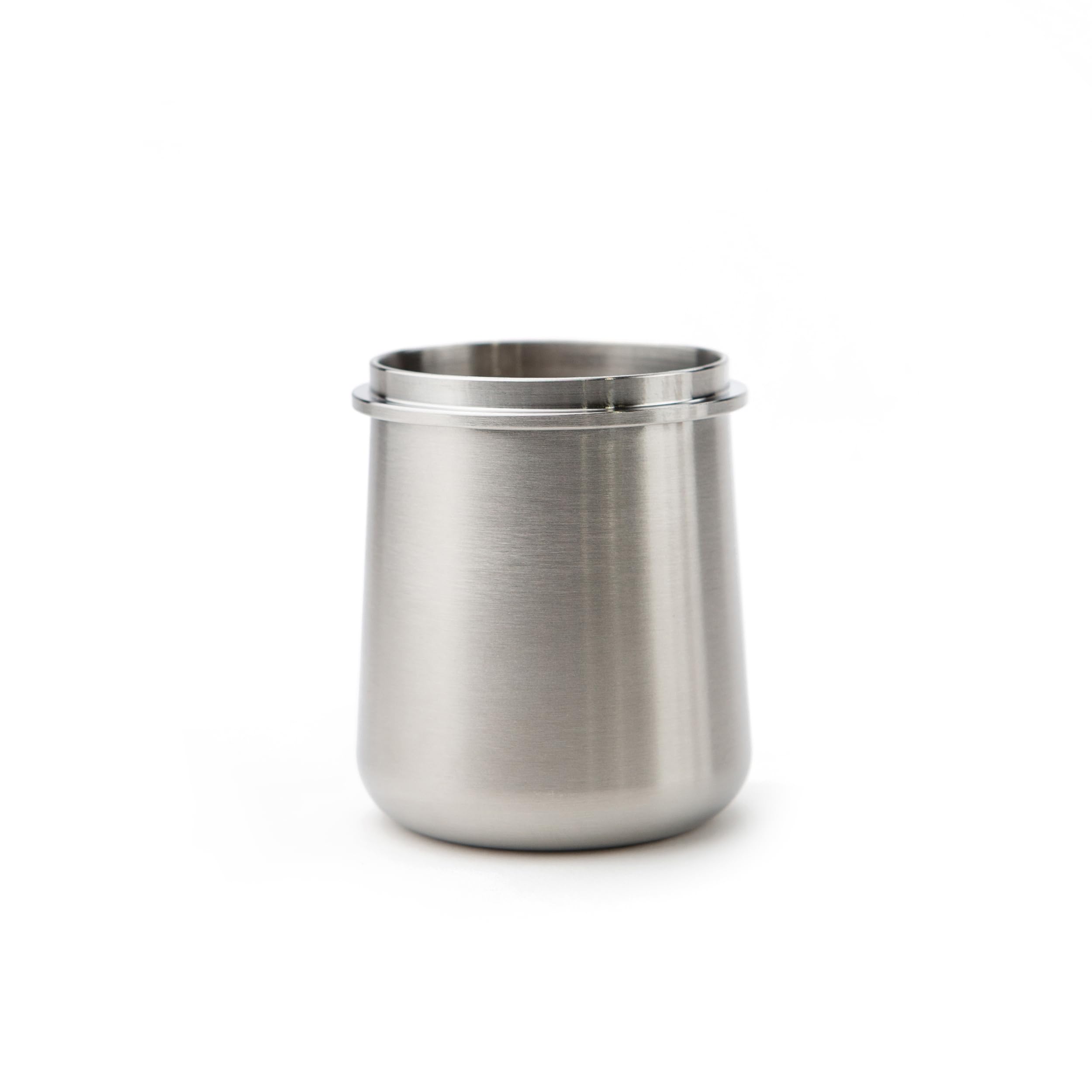 Silver 58Mm Dosing Cup | White | 100% Stainless Steel | Espresso Coffee Dosing Cup | Crema Coffee Products