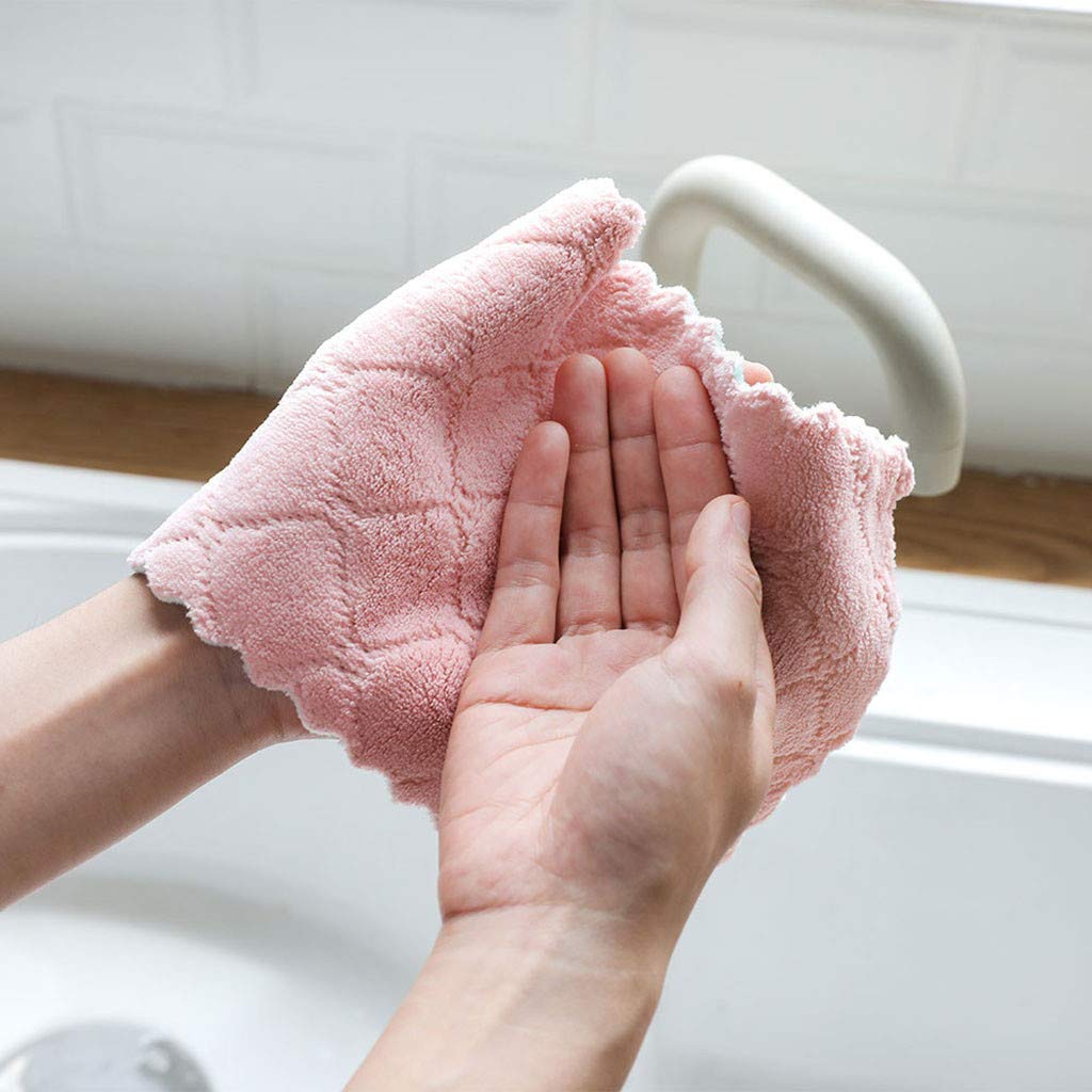 Kimteny 12 Pack Kitchen Cloth Dish Towels, Premium Dishcloths, Super Absorbent Coral Velvet Dishtowels, Nonstick Oil Washable Fa