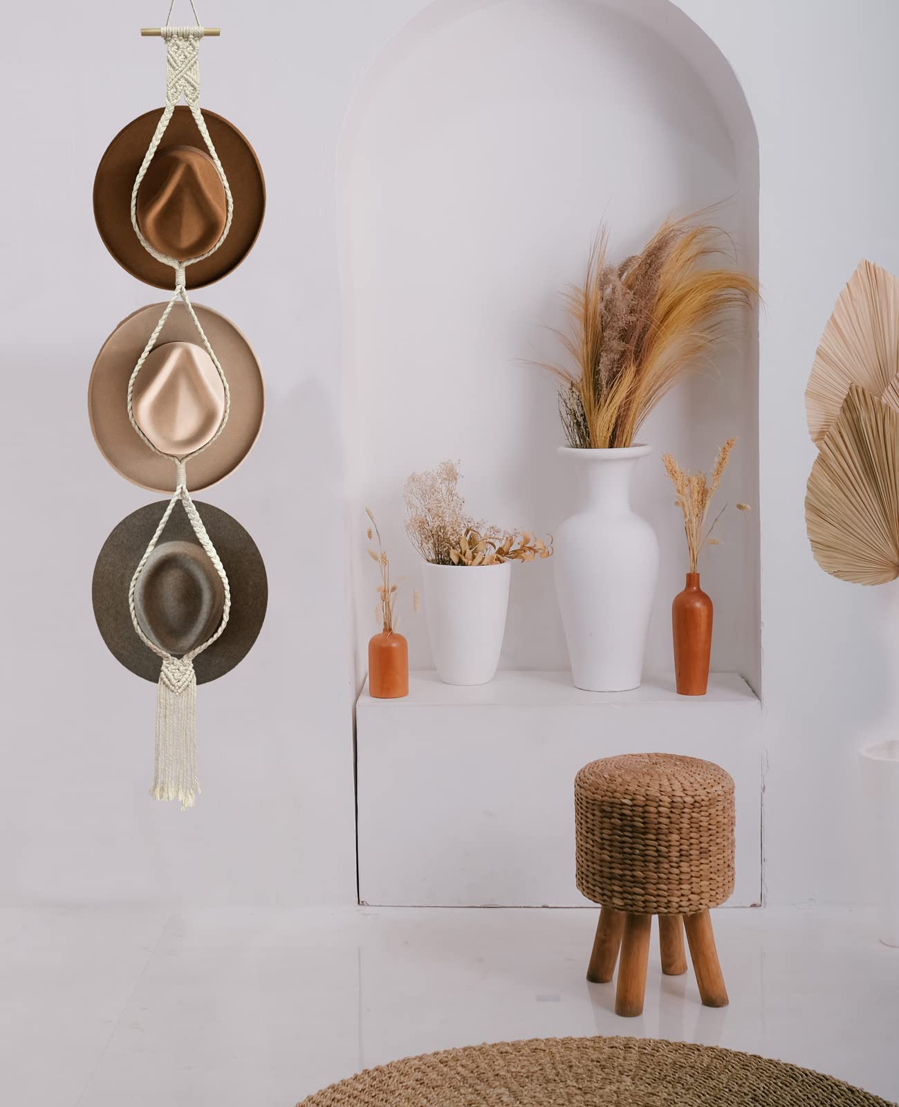 Mayamila Hat Racks Hat Hangers For Wall, Bohemian Hat Organizer For Wall Hanging Hat Display, Hand Weaving Boho Hat Rack Decorat