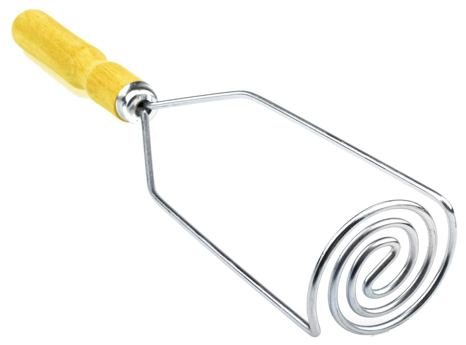 Stainless Steel Metal Spiral Wooden Handle Potato Masher - Manual Kitchen Utensil Vegetable Smasher - Potato Mash Tool
