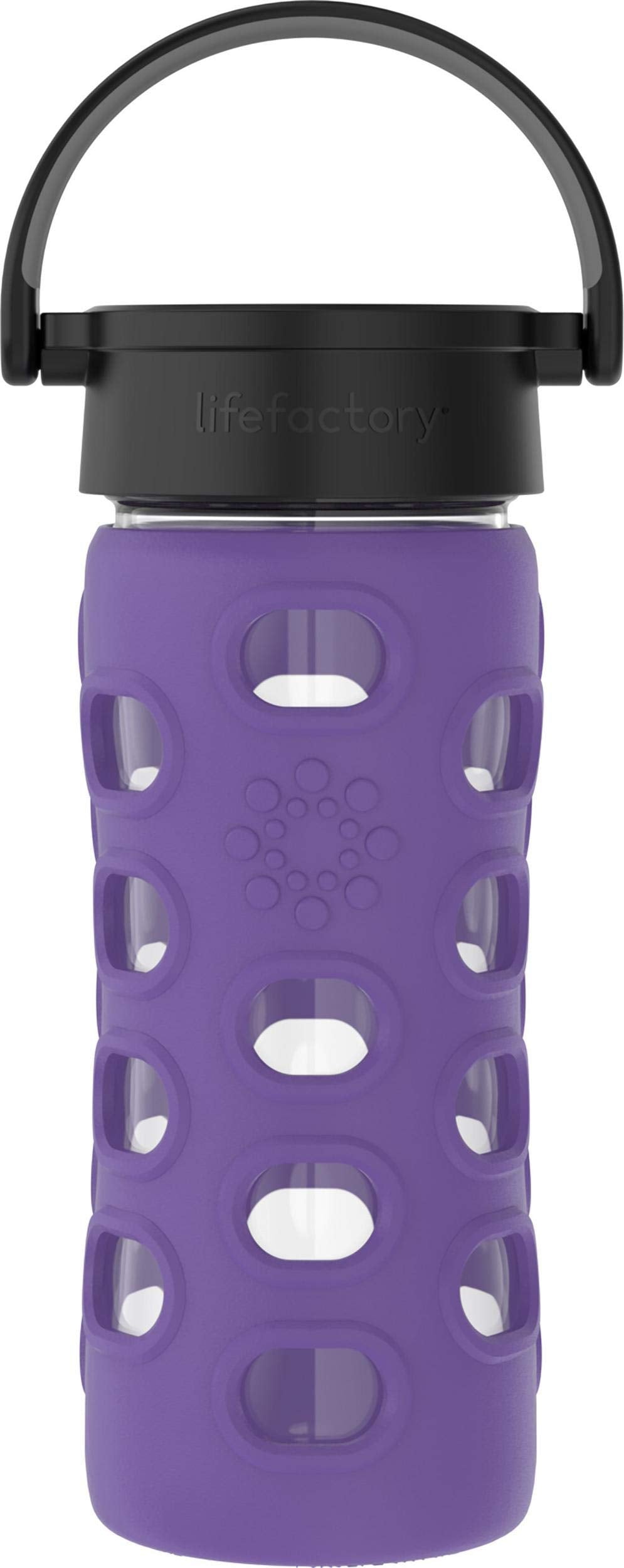 Lifefactory 12-Ounce Bpa-Free Glass Water Bottle With Classic Cap And Protective Silicone Sleeve, Iris