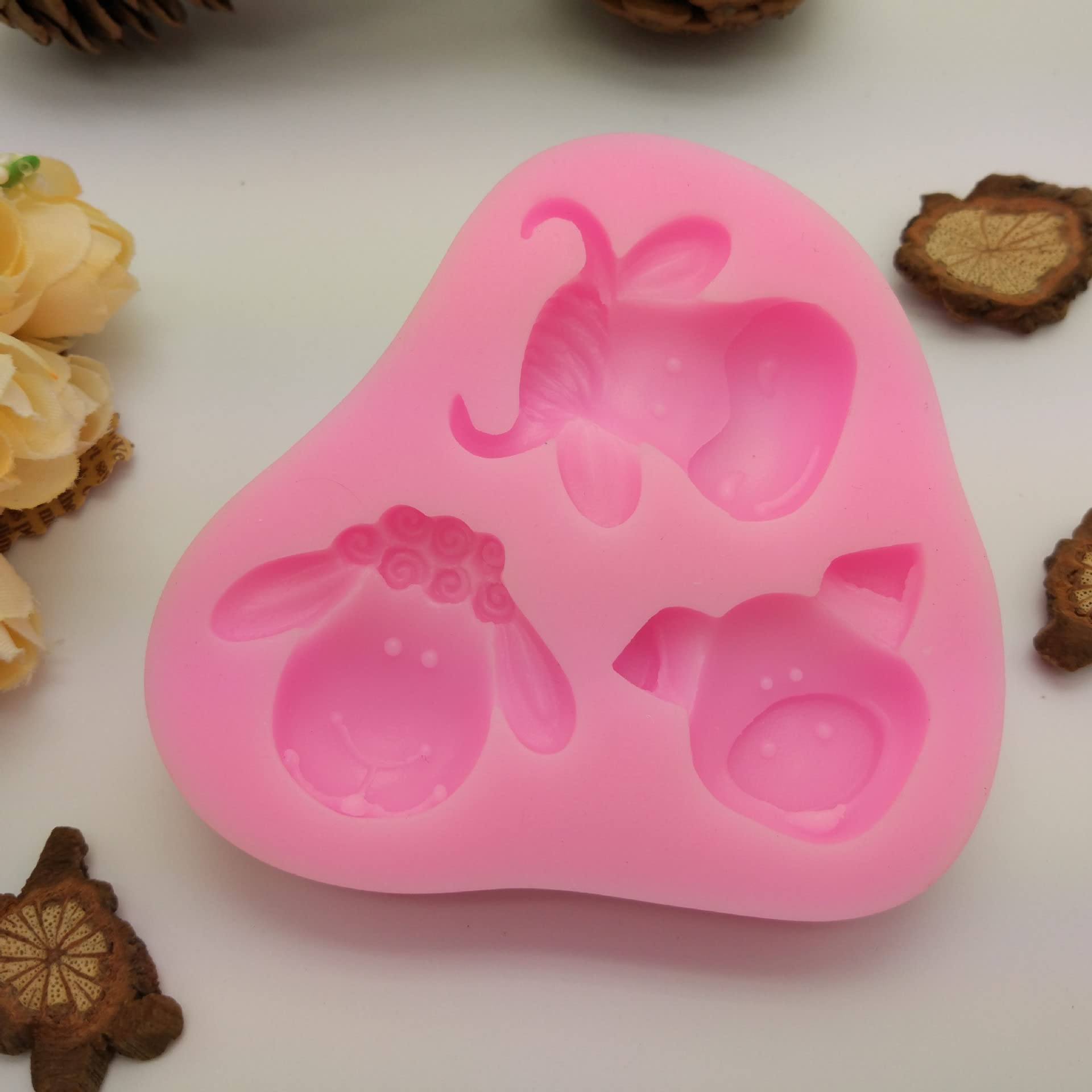 Cestony Cute Lovely Farm Animals Head Cow Sheep Pig Present Silicone Molds For Diy Cake Fondant Biscuit Cookies Soap Sugar Puddi