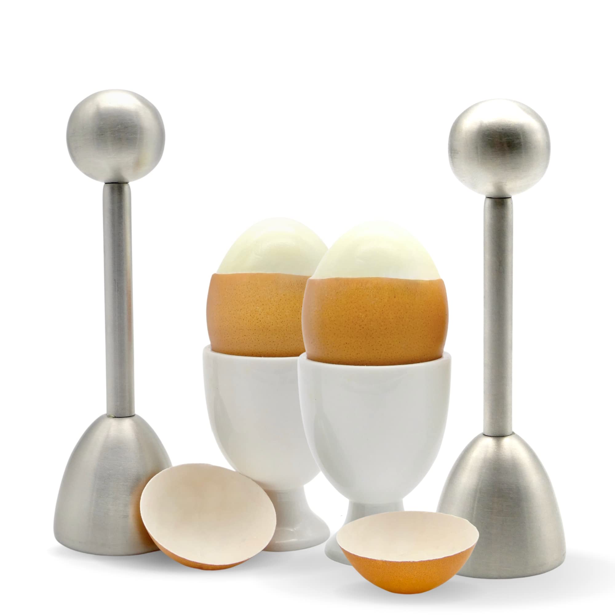 Ico Set Of 2 Stainless Steel Egg Toppers, Perfect Egg Opener For Soft Boiled Eggs, Egg Cracker For Hard Boiled Eggs, Pack Of 2