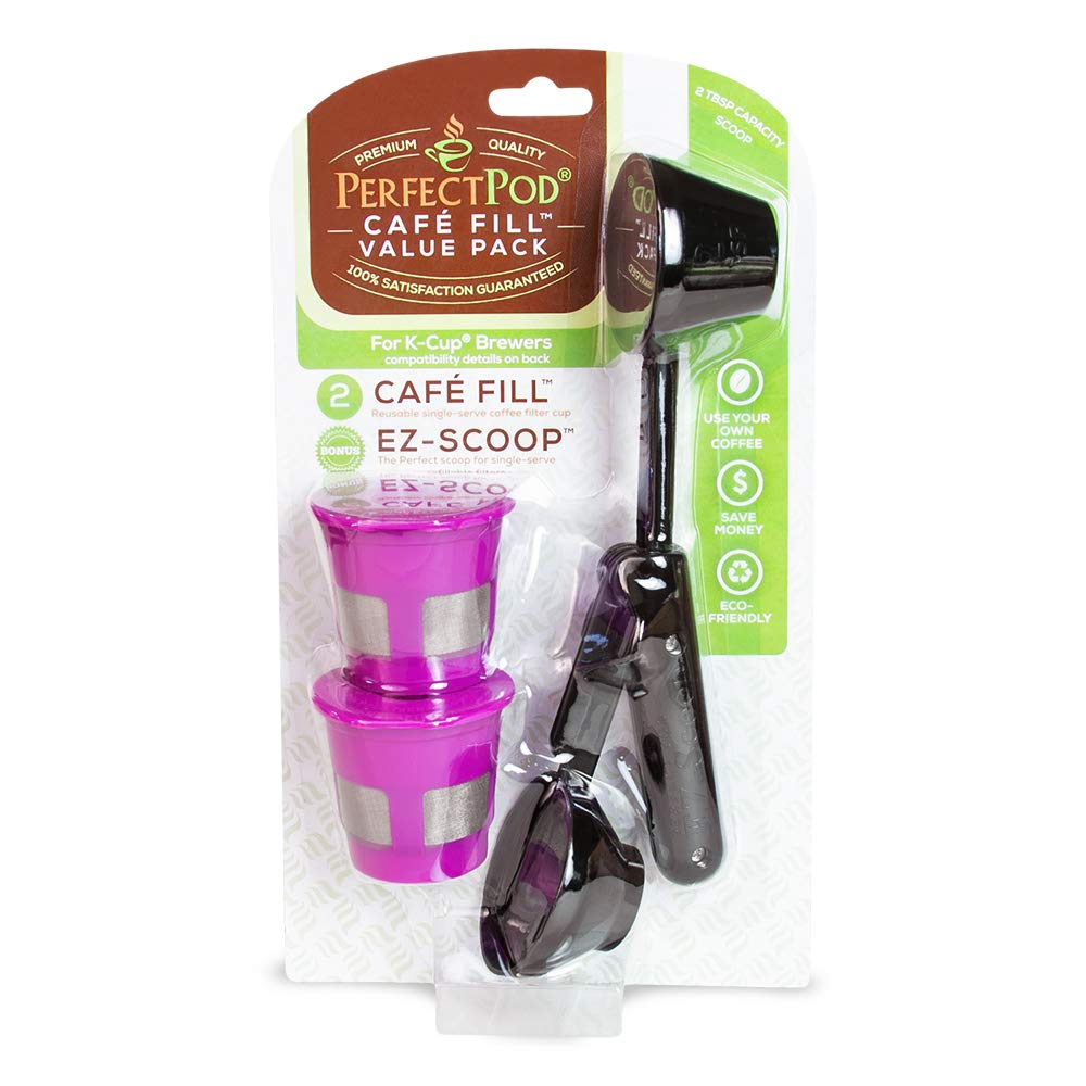 Cafe Fill Value Pack By Perfect Pod - Reusable K Cup Coffee Pod Filters & Scoop, Compatible With Keurig K-Duo, K-Mini, 1.0, 2.0,