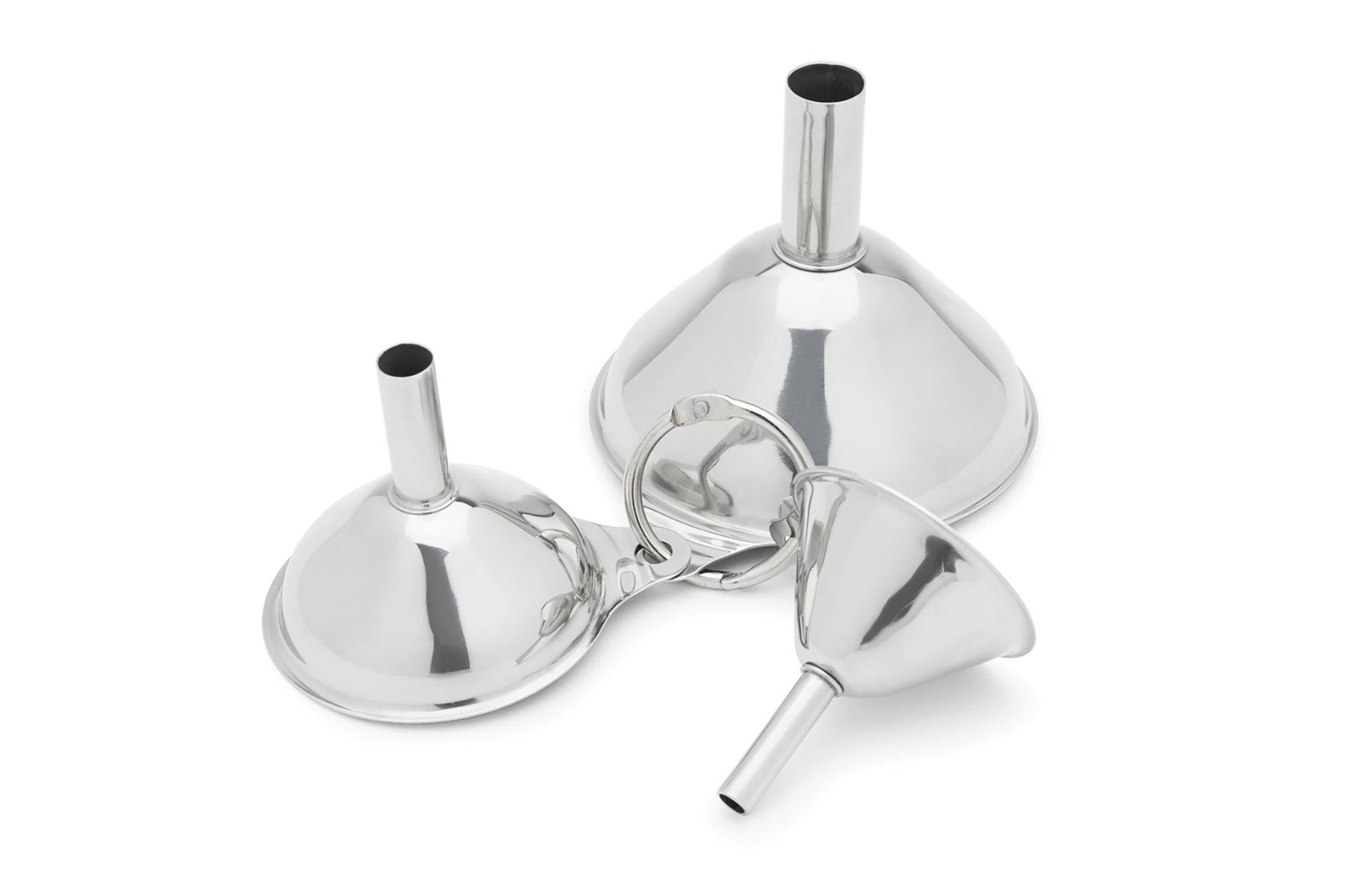Fox Run 3-Piece Stainless Steel Funnel, 3'', 2'', And 1.5'' Set, Metallic