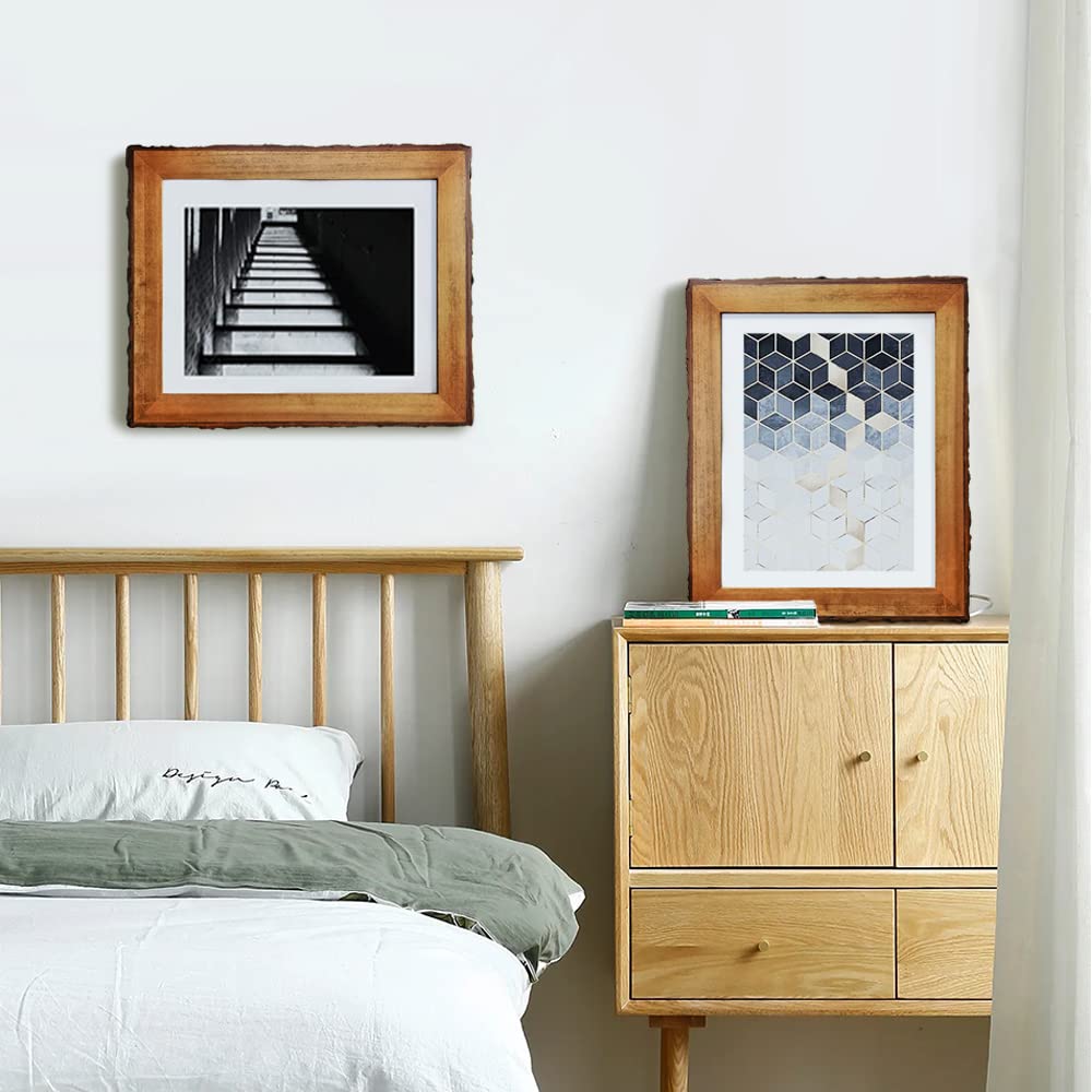 Eosglac 8x10 Live Edge Picture Frames, Rustic Wooden Photo Frame Farmhouse Decor for Tabletop or Wall Display, Natural Brown