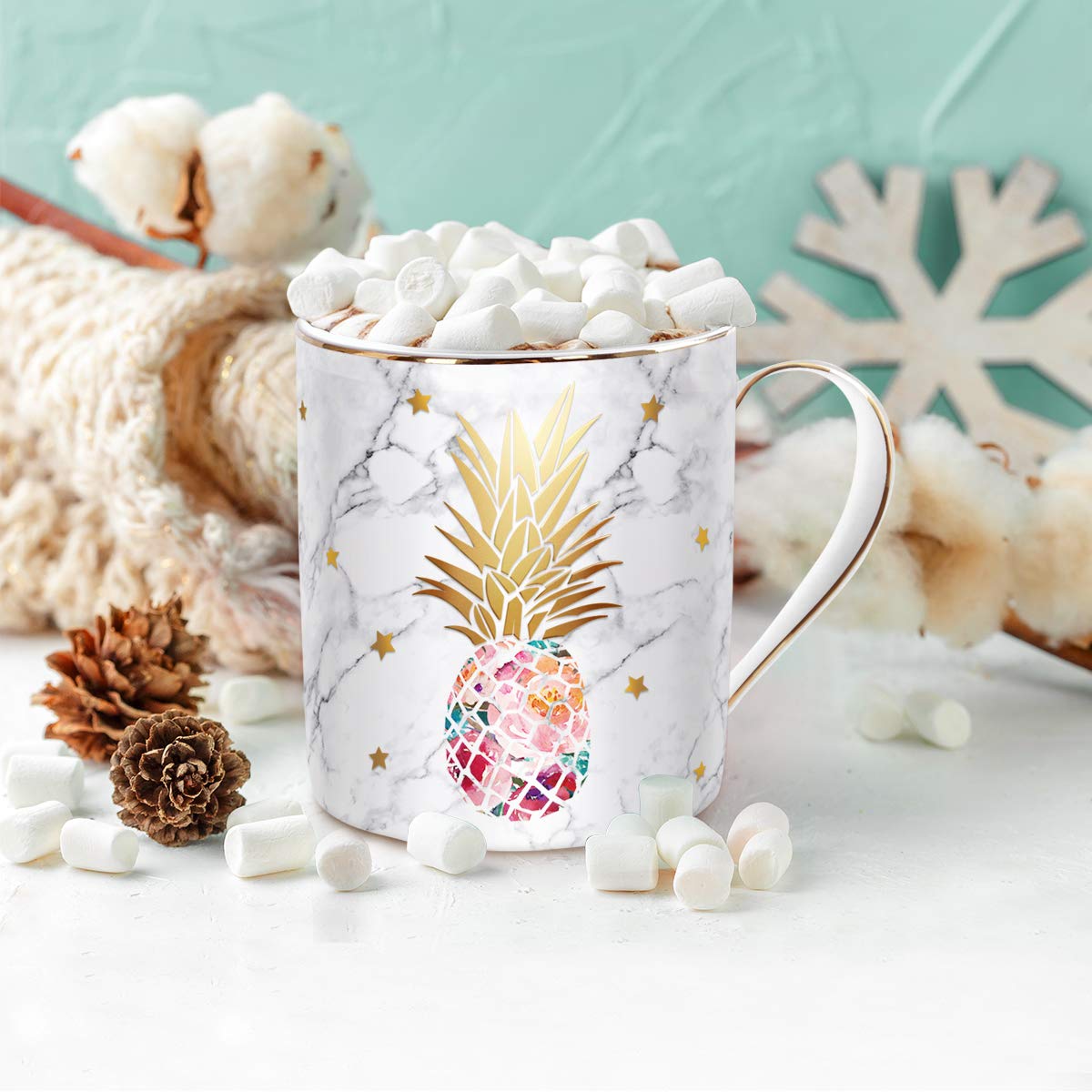 Waveyu Decorative Ceramic Mug For Women Girls, Coffee Mug Cup Design With Handle Decoration With Handle Coffee Tea Cup For Girl