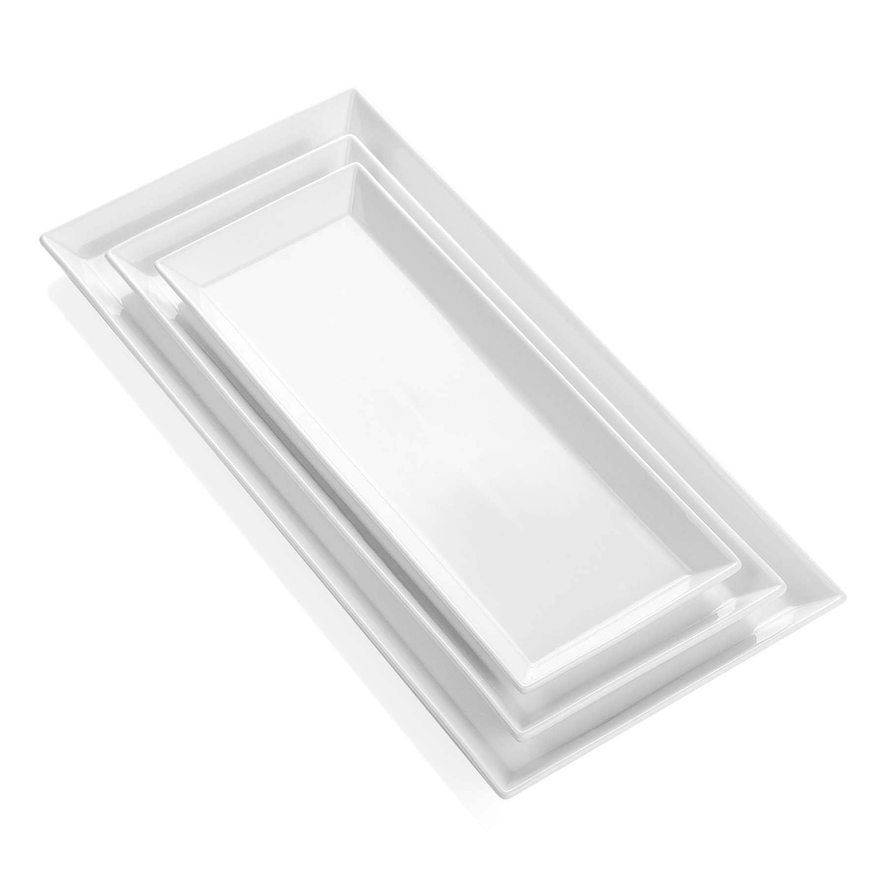 Sweese White Serving Platters For Entertaining - Rectangle Porcelain Serving Plates - Excellent As Trays For Serving Food, Fruit