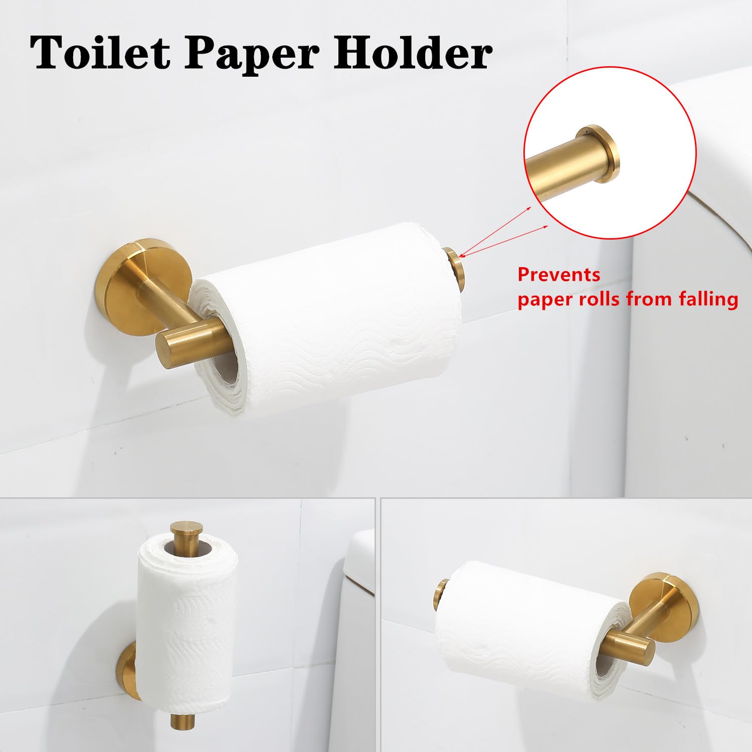 Ntipox Brushed Gold Bathroom Hardware Accessories Set 5 Piece, Stainless Steel Bath Towel Bar Set 24 Inch,Toilet Paper Holder,To
