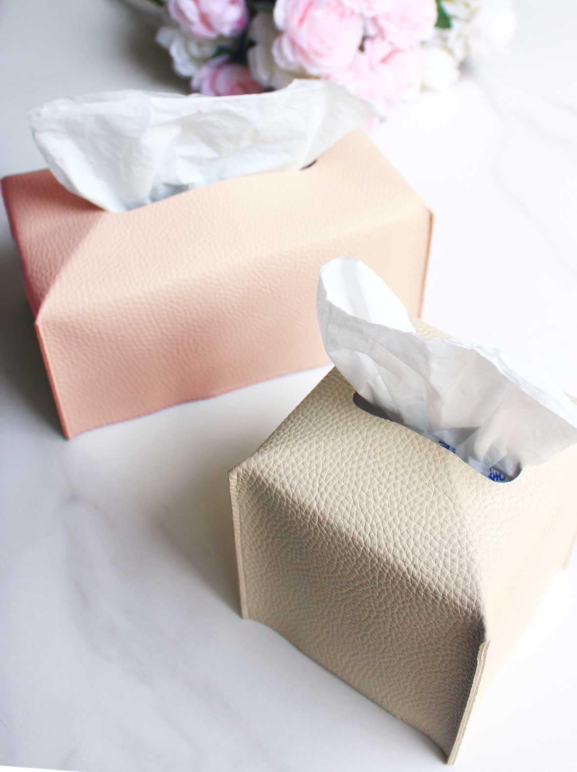 Pink Tissue Box Cover Rectangular - Plus Size Large Tissue Box Cover Rectangle [Jesmini] Faux Leather Tissue Box Holder Long For