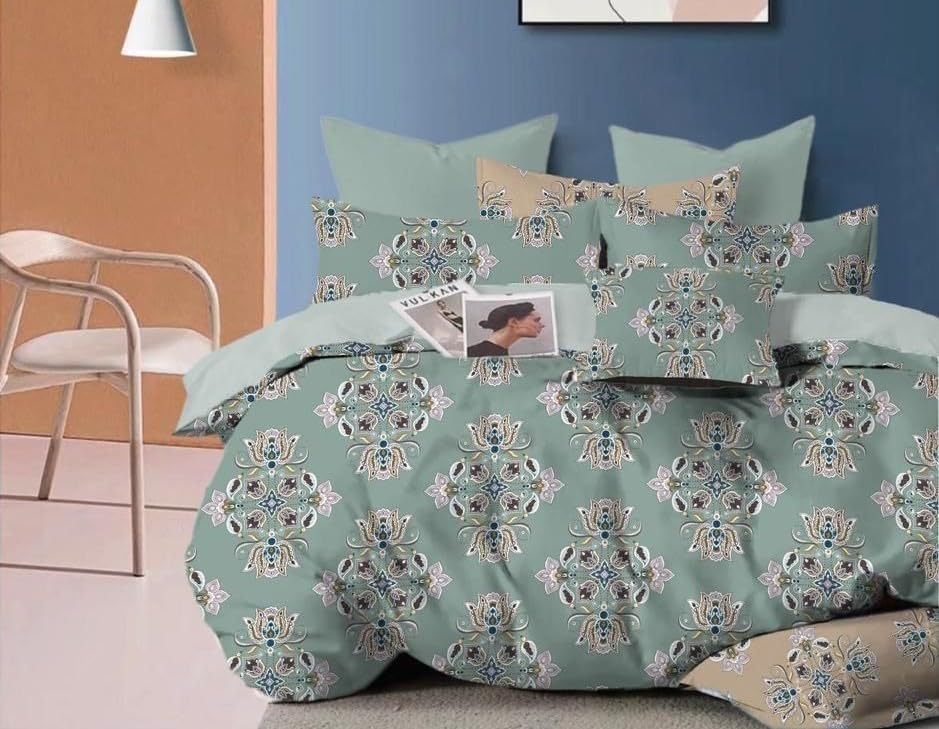 New Leaf AllSeason Printed Super Soft Light Weight 4 Pcs Comforter Set With 1 Bedsheet 2 Pillow Covers Light Weight Comforetr/