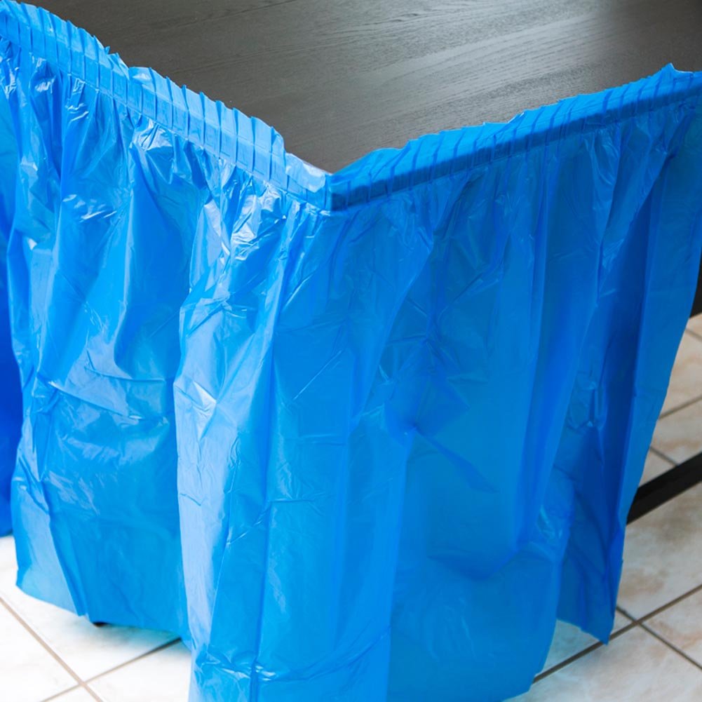 Unique Plastic Table Skirt  29'' x 14'  Royal Blue