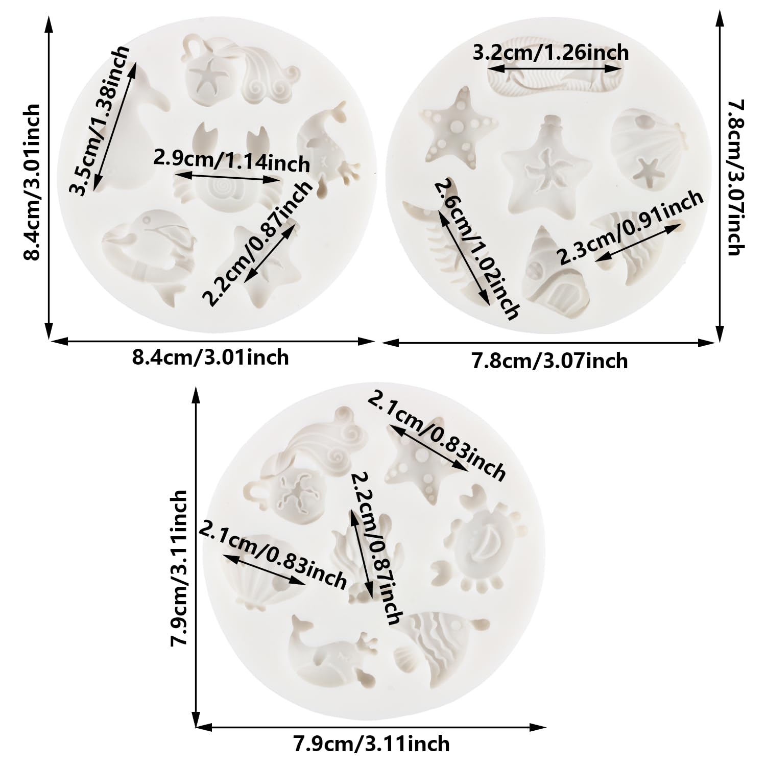 Sijiangmold Small Sea Life Beach Ocean Theme Silicone Fondant Molds For Cake Decorating Chocolate Candy Gum Paste Polymer Clay S
