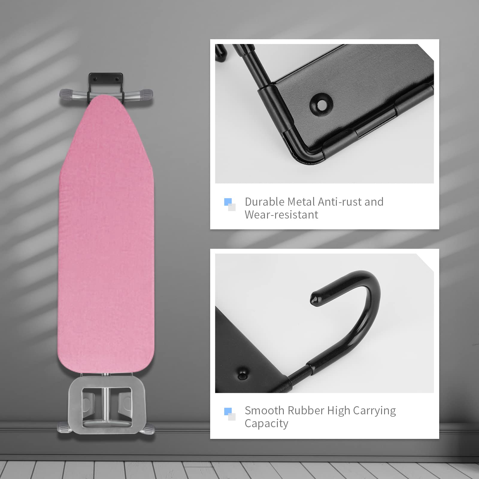 Bijun Ironing Board Holder Wall Mount, Ironing Board Hanger, Ironing Board Wall Mount With A Length Of 5 Inches, Iron Board Hook