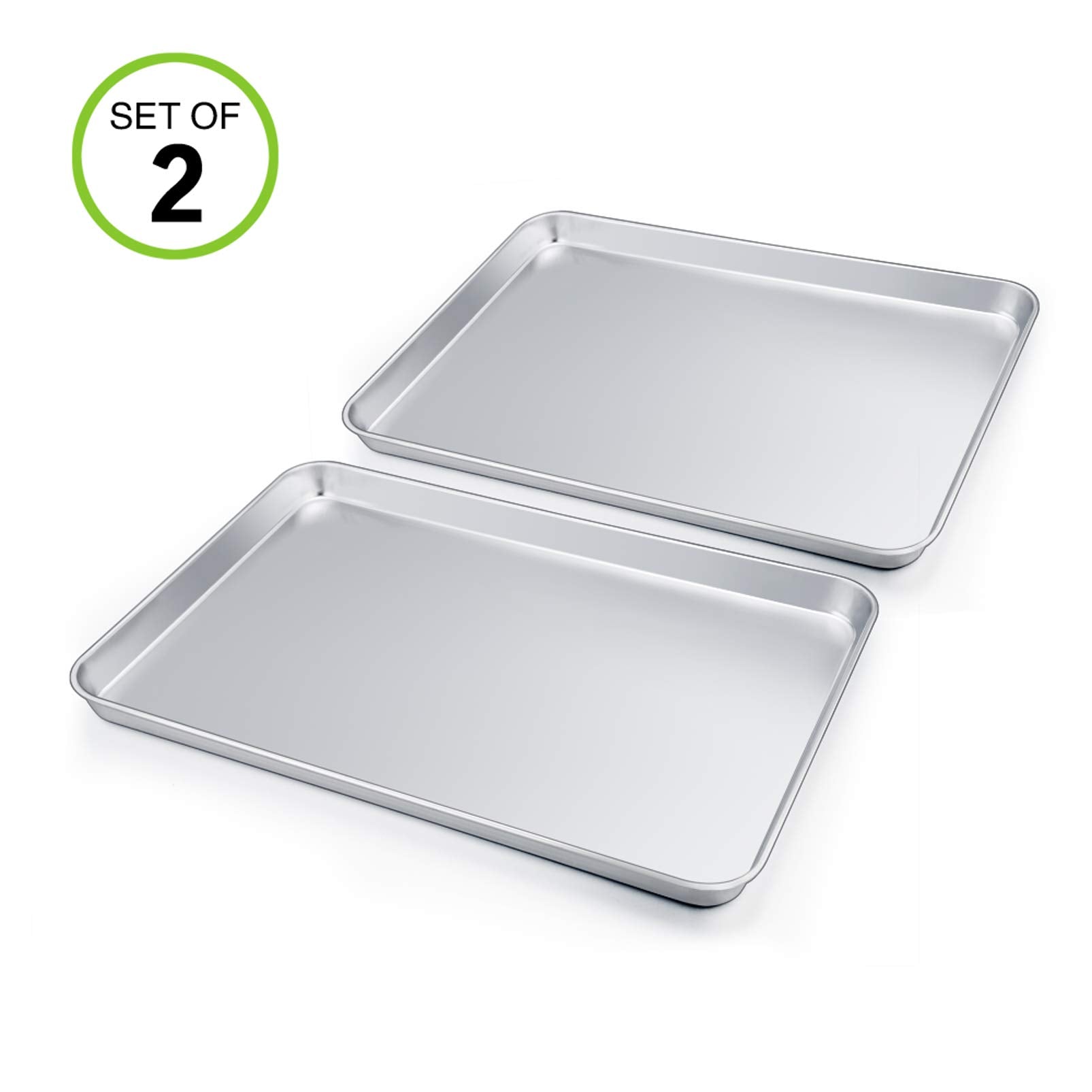 Extra Large Baking Sheet Set Of 2, P&P Chef Stainless Steel Bakeware Cookie Sheet Baking Pan, Rectangle 19.6''X13.5''X1.2'', Hea