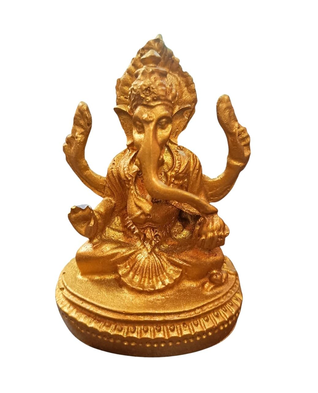Ani Divine Polyresin Lakshmi Ganesh Idol Pair Golden Statues For Home Temple, Auspicious Gifting, Diwali Puja, Office, Shop