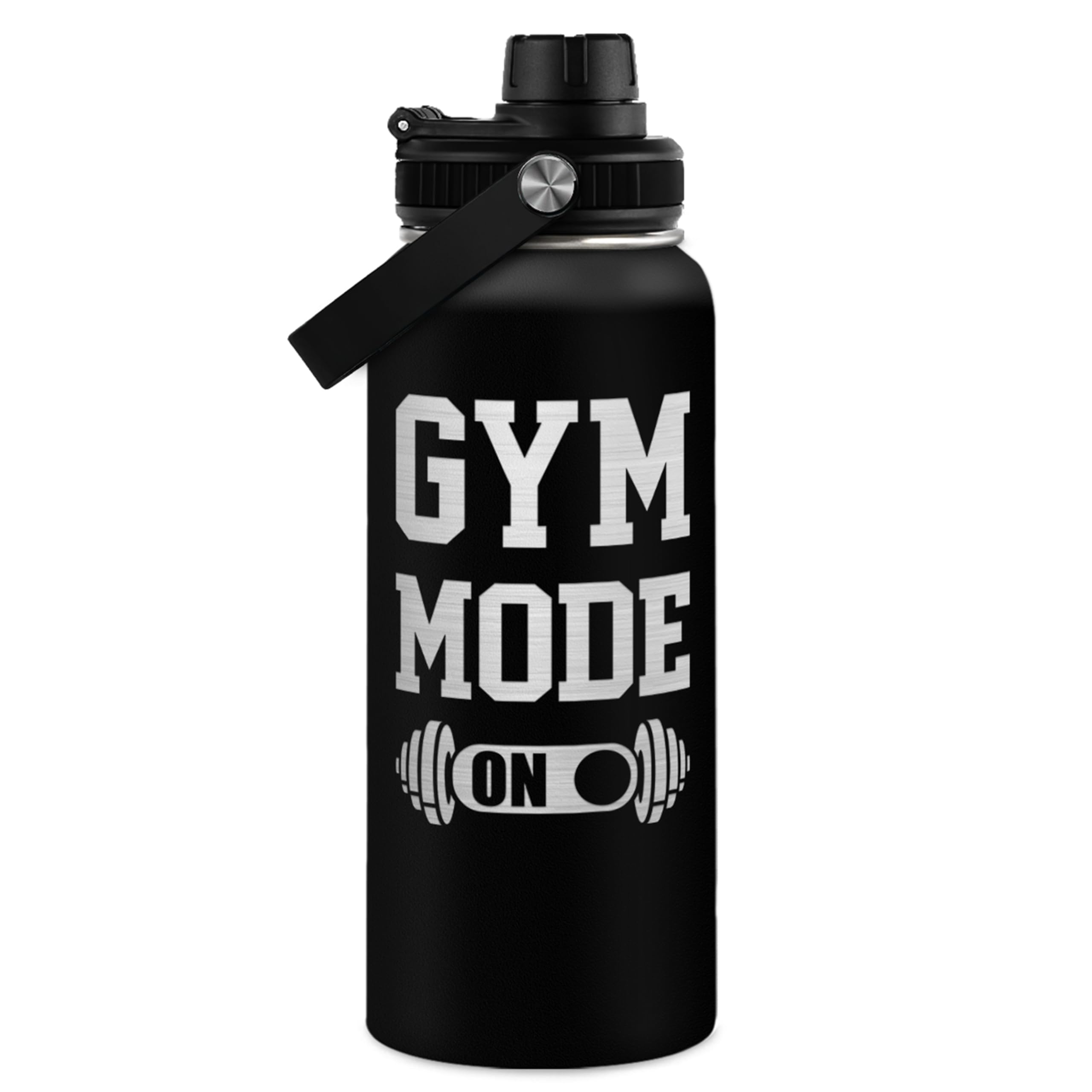 Gym Insulated Engraved Stainless Steel Water Bottle 32oz, Vacuum Chug Lid Travel Tumbler For Men Friends Dad Gymer Trainer, Gym 