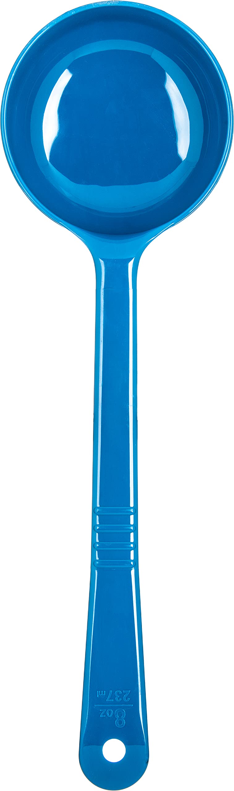 Carlisle Foodservice Products 399214 Solid Long Handle Portion Control Spoon, 8 Oz, Blue