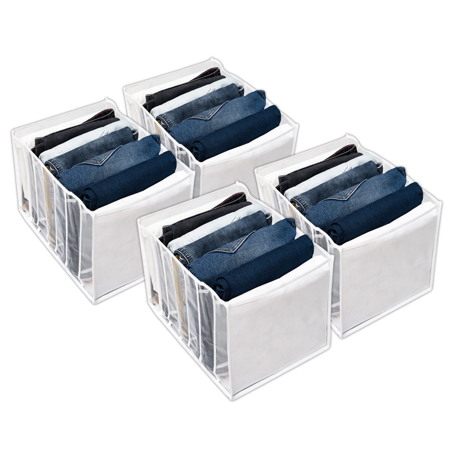 Kuber Industries Wardrobe Cloth Organizer | Pvc .40Mm Drawer Organizer | 7 Grids Foldable | Clear Transparent For TShirts | Tro