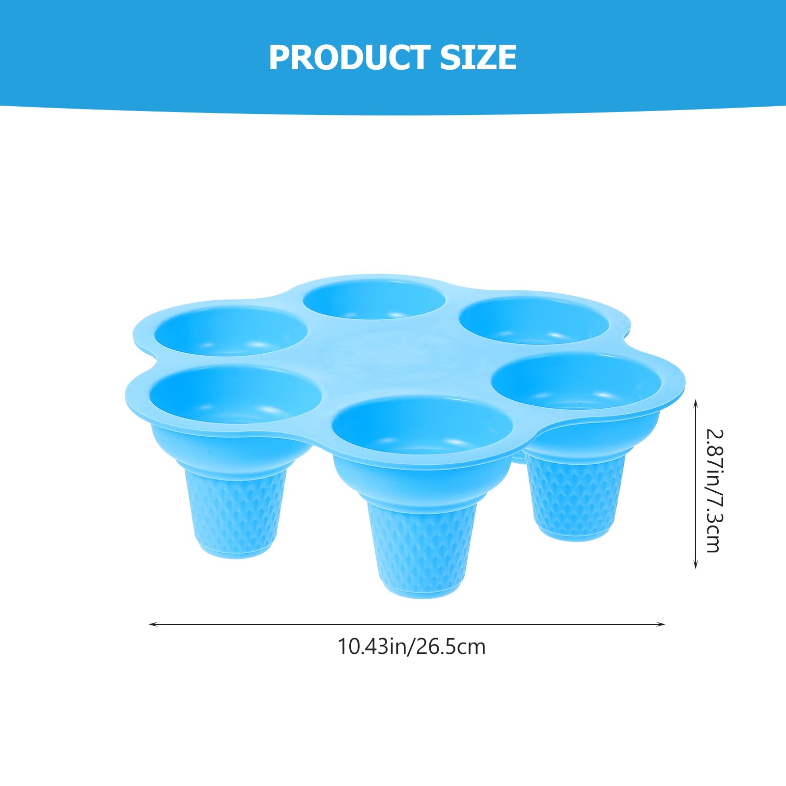 Hemoton Silicone Gummy Molds Ice Cream Cone Silicone Cake Cup 6- Hole Popsicle Molds Baking Ice Cube Tray Ice Molds Maker For Di