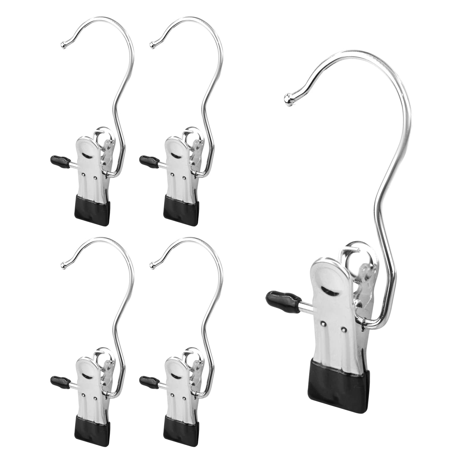 Funincrea Laundry Hooks Clip, 5 Pcs Stainless Steel Anti-Slip Boot Laundry Hanger Clips Portable Heavy Duty Multi-Functional Sin