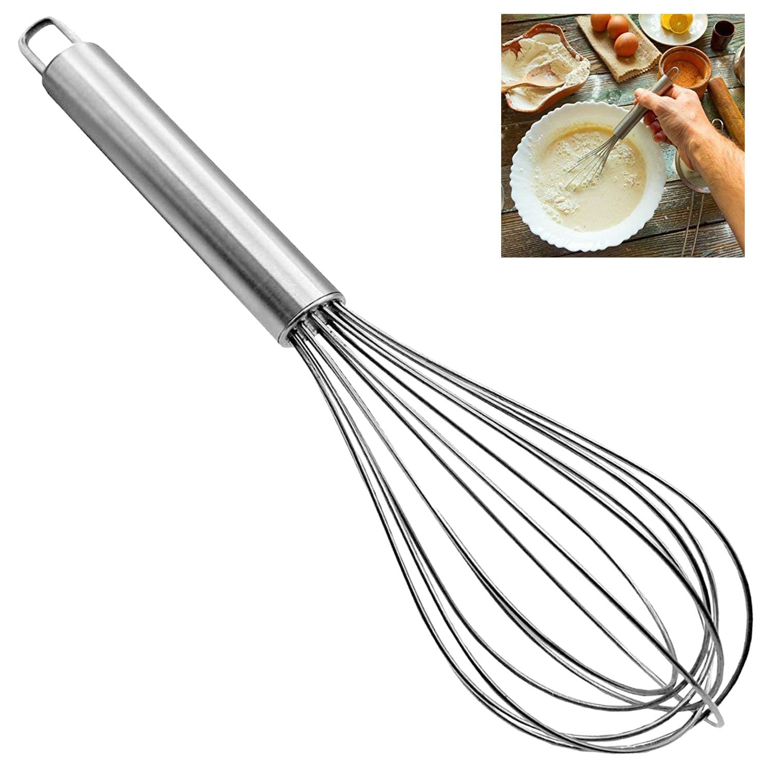 Evk Whisker Stainless Steel For Blending, Whisking, Beating And Stirring, Enhanced Version Balloon Wire Whisk (30 Cm_Pack Of 1)