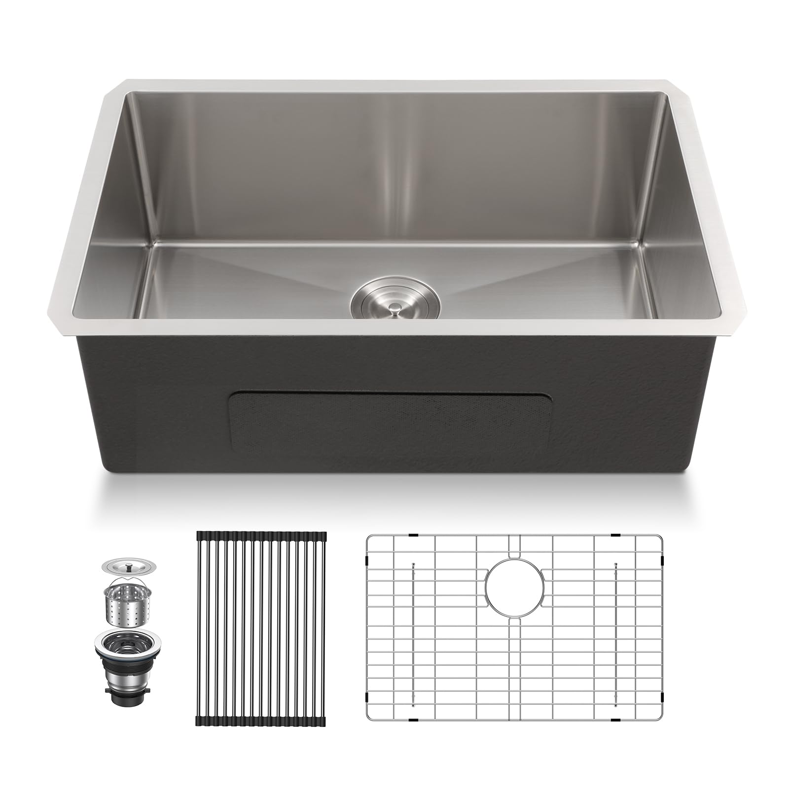 27 Undermount Sink - Lordear 27 Inch Kitchen Sink Undermount Deep Single Bowl 16 Gauge Stainless Steel R10 Round Corner Under Co