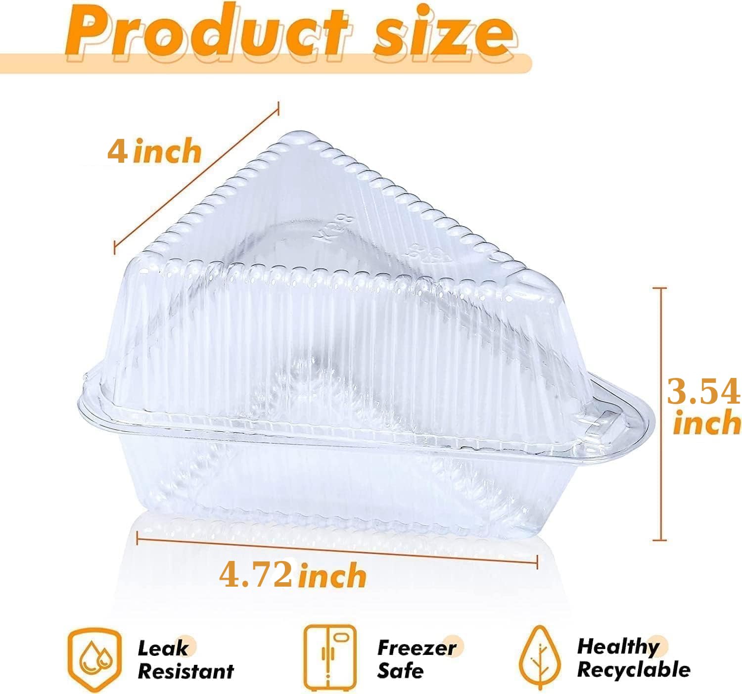 50 Pcs Cake Slice Containers With Lid, Clear Plastic Individual Carrier Transparent Disposable Triangle Boxes For Cheesecake, Fl