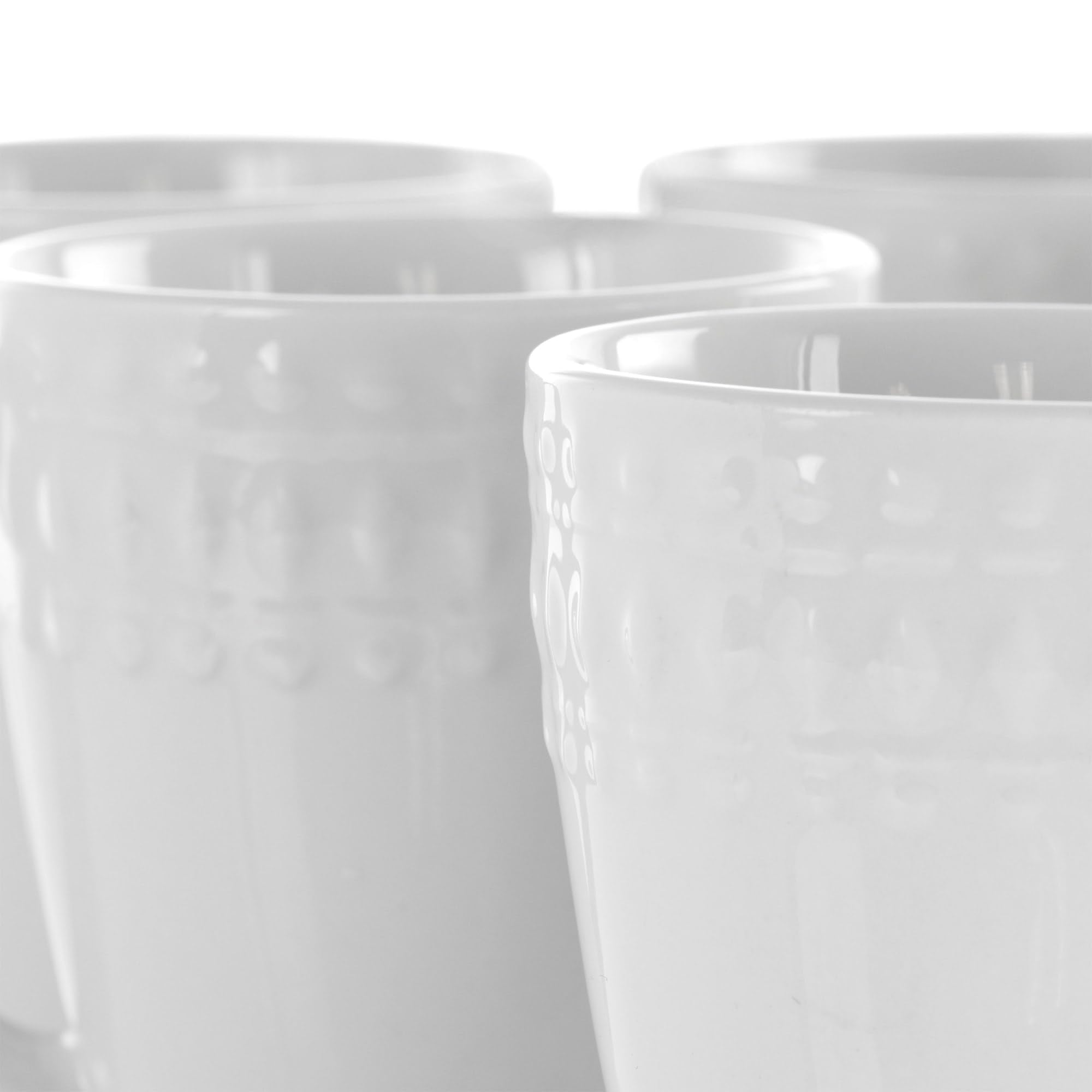 Elama Cara 6 Piece Porcelain Cup Set In White, Fine Porcelain