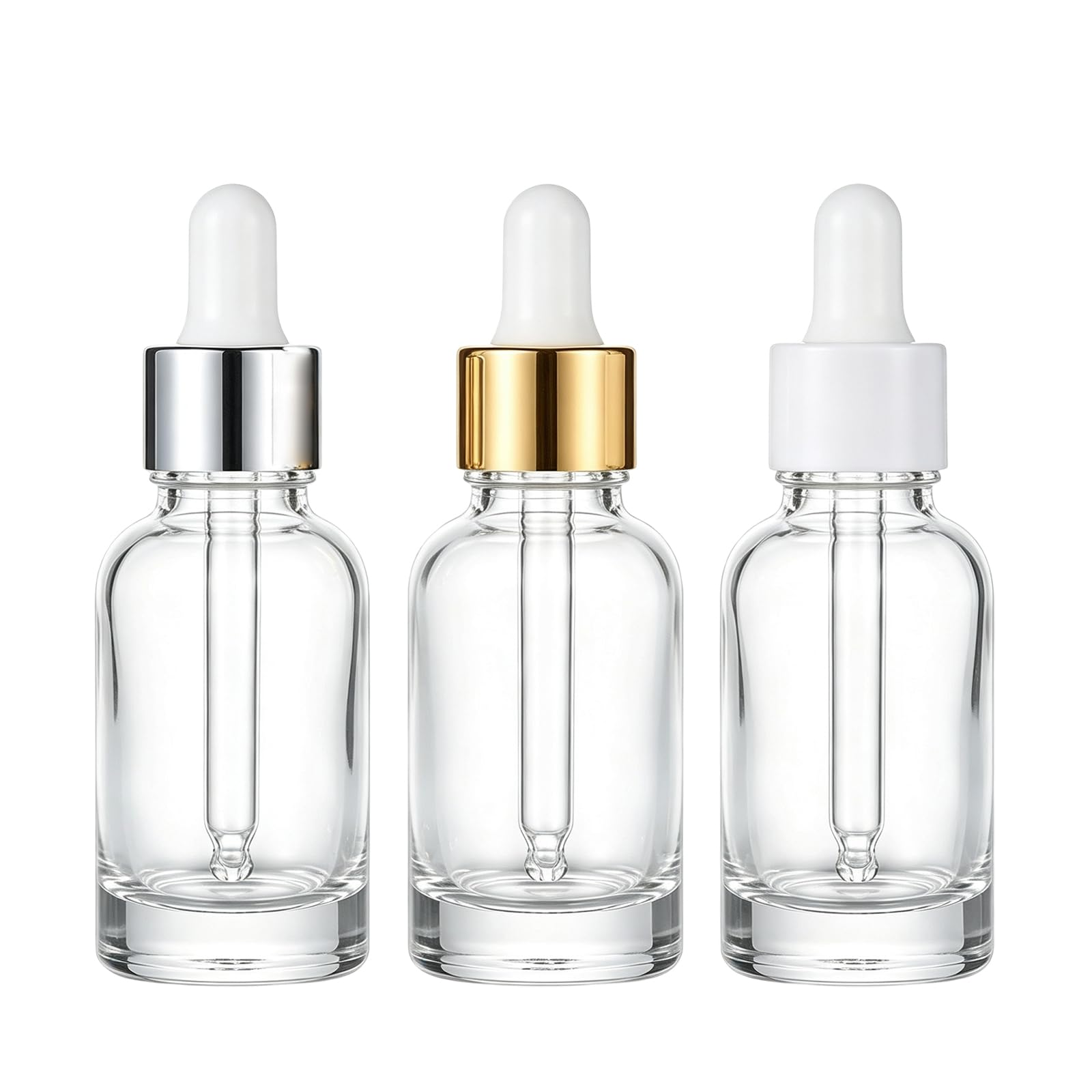 vipolishtry 3 Pcs 30ml Essential Oils Glass Dropper Bottle With Mixed Cap