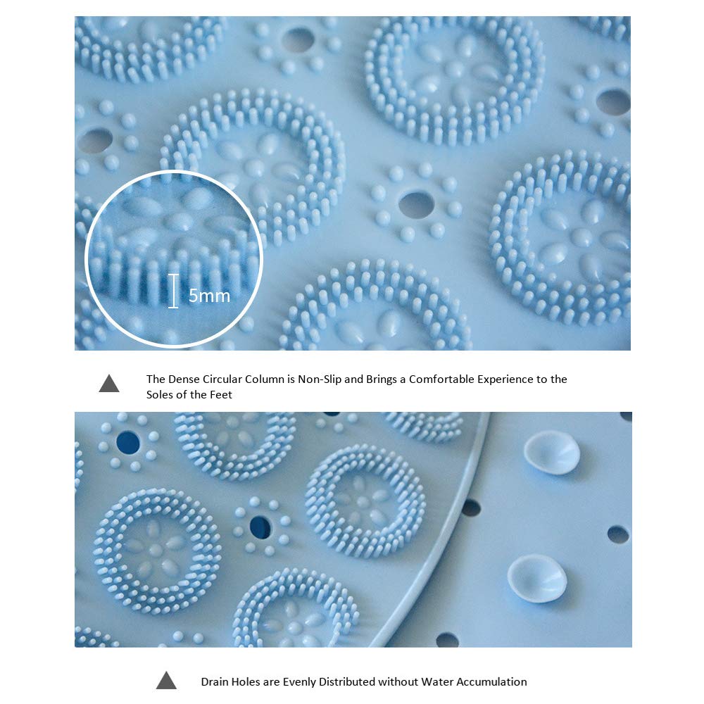 Meeyou Textured Surface Round Non Slip Shower Mat Anti Slip Bath Mats With Drain Hole In Middle For Shower Stall,Bathroom Floor,