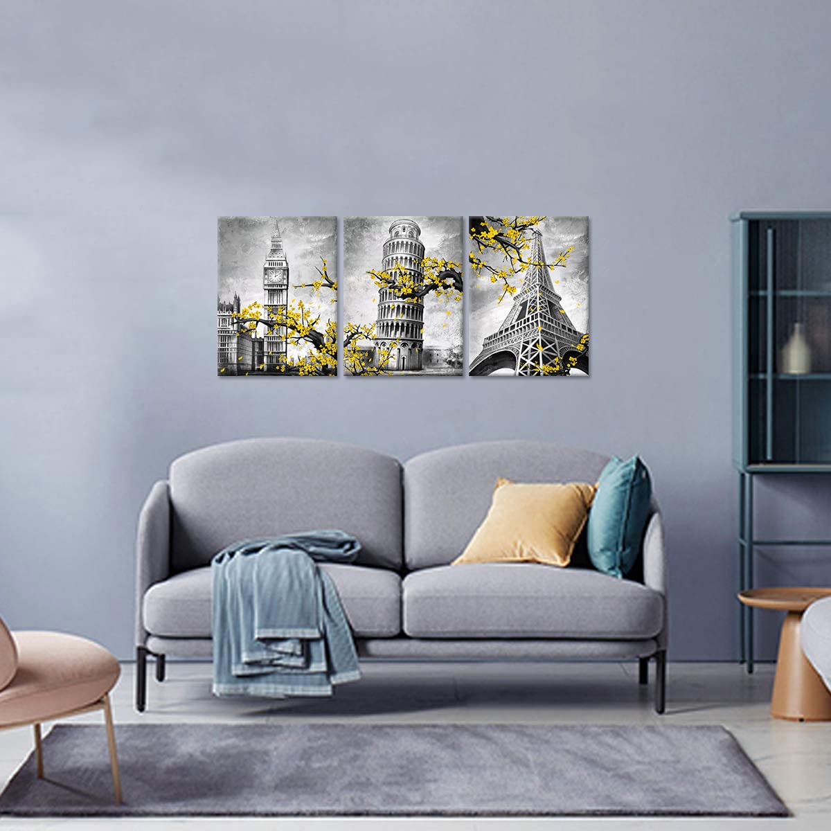 Duobaorom Eiffel Tower Leaning Tower Of Pisa Canvas Print Architecture Wall Art 12X16Inch