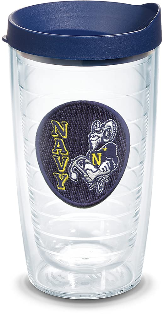 Tervis Made in USA Double Walled Navy Insulated Tumbler Cup Keeps Drinks Cold & Hot, 16oz - Duplicate, Midshipmen Logo