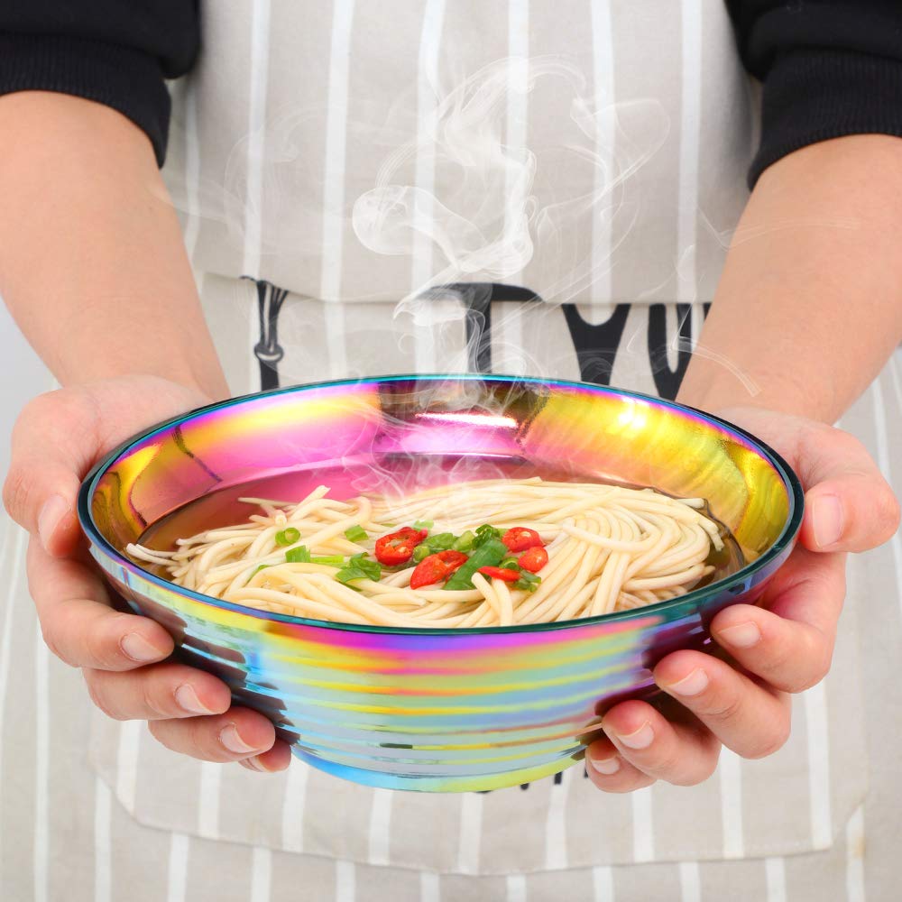 Buy Things! Ramen Noodle Soup Bowl,2 Sets Double Layer 18/8 Stainless Steel Bowl(7.09 Inch), With Matching Spoon And Chopsticks